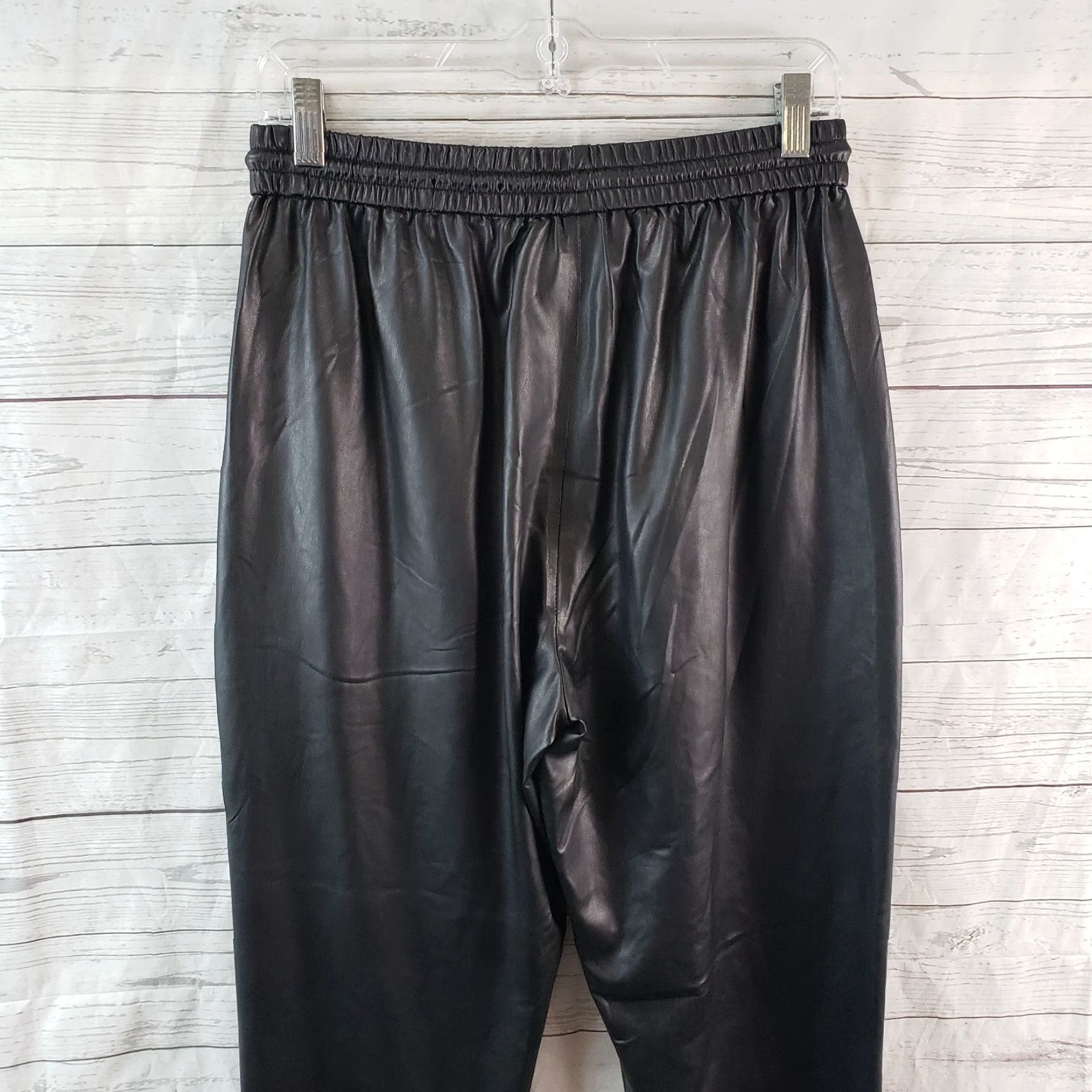 Vintage BLANKNYC Womens Faux Leather Jogger Pants Sz 29 Black Drawstring Pants Jeans Trousers Size 29" - 4 Thumbnail