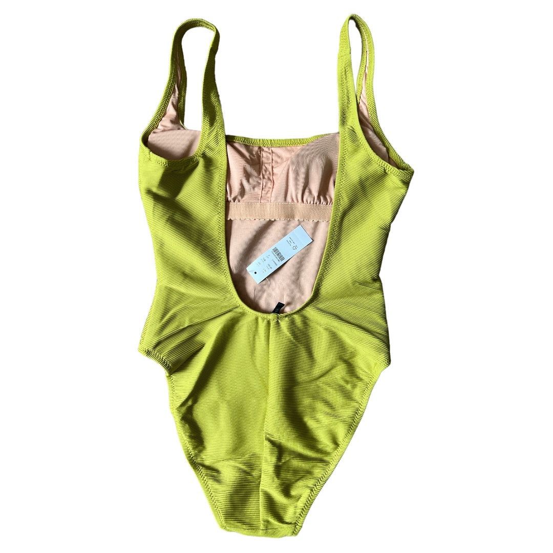 J.Crew J.Crew Salermo OliveRibbed Squareneck One-piece, US0 Size ONE SIZE - 2 Thumbnail