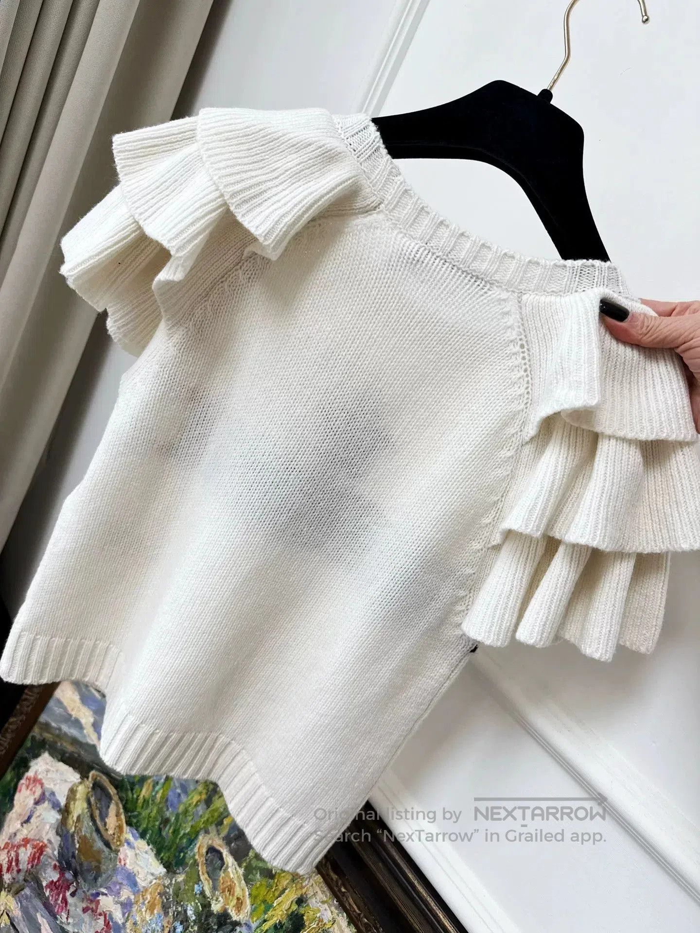 Dior dior black star logo white ruffled top. Size US S / EU 44-46 / 1 - 3 Thumbnail