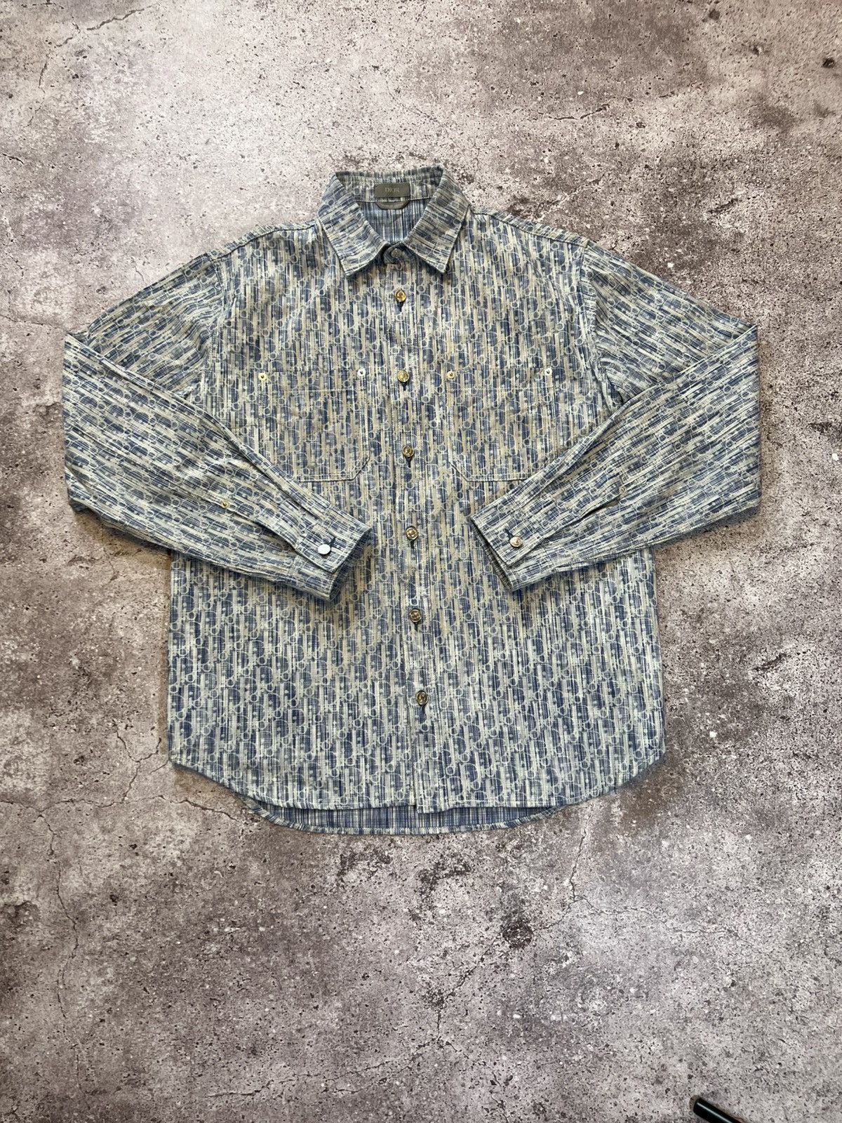 Dior Dior oblique monogram denim Mens Button Up Shirt Overshirt Size US M / EU 48-50 / 2 - 9 Thumbnail