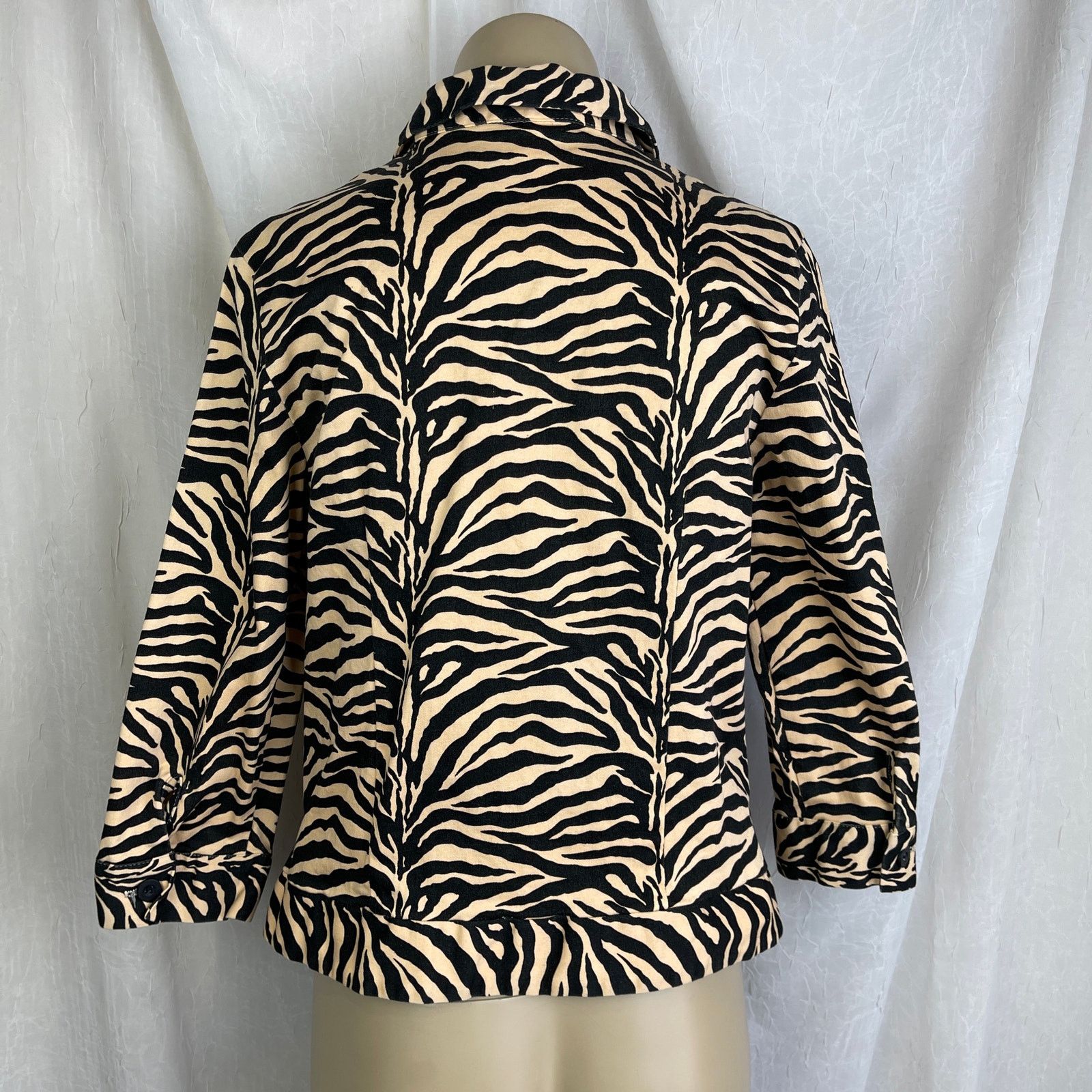 Vintage VTG Allison Taylor Tan Black Cropped Jacket Zebra Tiger XS/S Size XS / US 0-2 / IT 36-38 - 8 Thumbnail