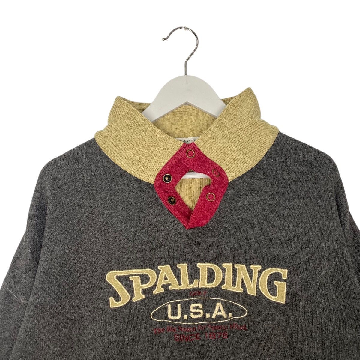 Vintage Vintage 90s Spalding Sweatshirt Collar Neck Gray Size XL Size US XL / EU 56 / 4 - 4 Thumbnail