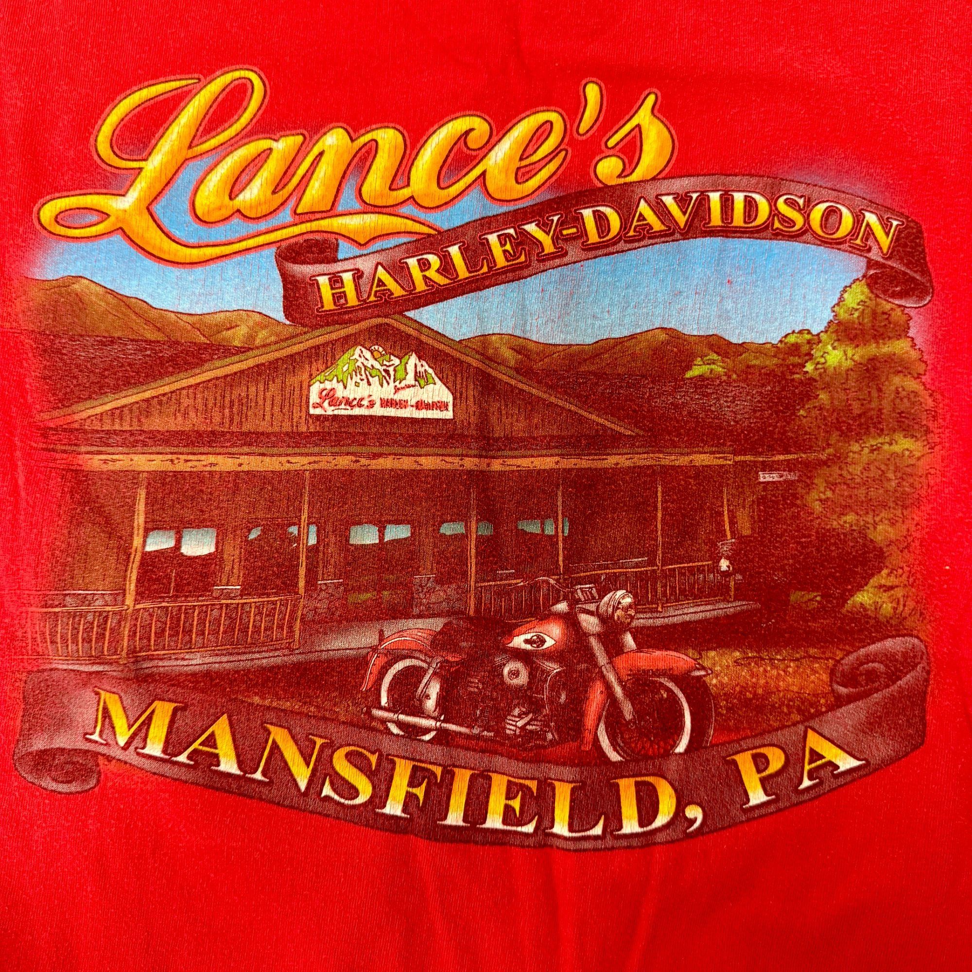 Harley Davidson Y2K LANCES Mansfield PA Motorcycle BIKER 2004 T Shirt USA L Size US L / EU 52-54 / 3 - 1 Thumbnail