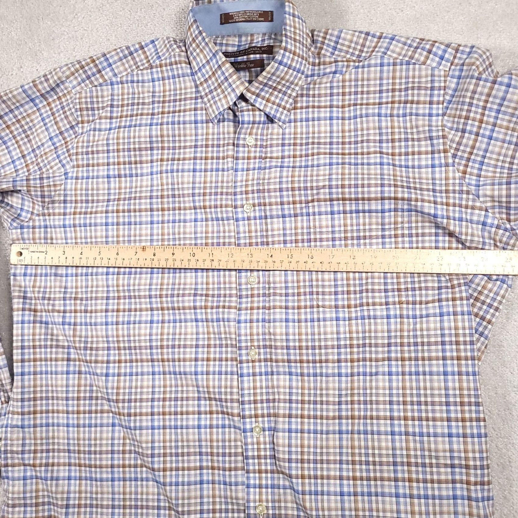 Vintage VINTAGE Forsyth of Canada Button Up Shirt Mens XLT Check Wrinkle Free 2 Ply 80's Size US XL / EU 56 / 4 - 7 Thumbnail
