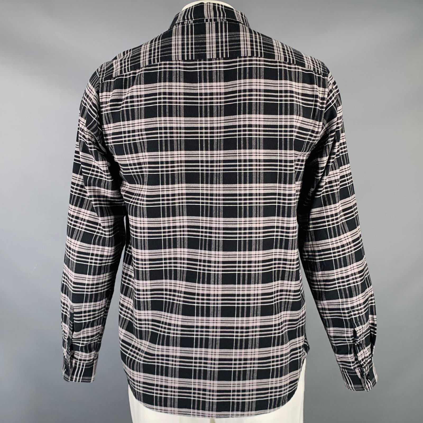 Hope HOPE Black Grey Plaid Cotton One Pocket Long Sleeve Shirt Size US L / EU 52-54 / 3 - 4 Thumbnail