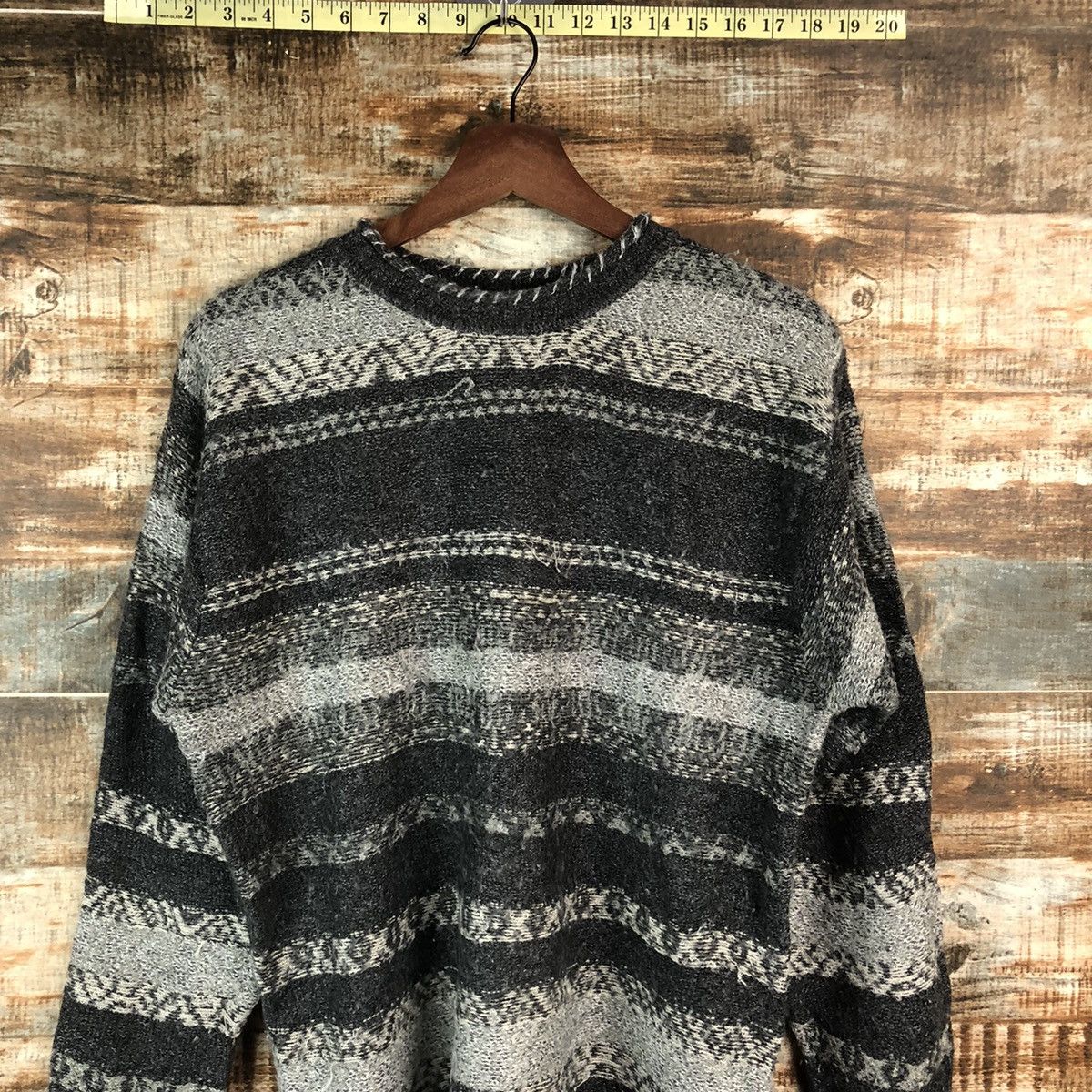 Homespun Knitwear DL Vino Rouge stripe Gray vintage Knitwear #C723 Size US M / EU 48-50 / 2 - 2 Thumbnail