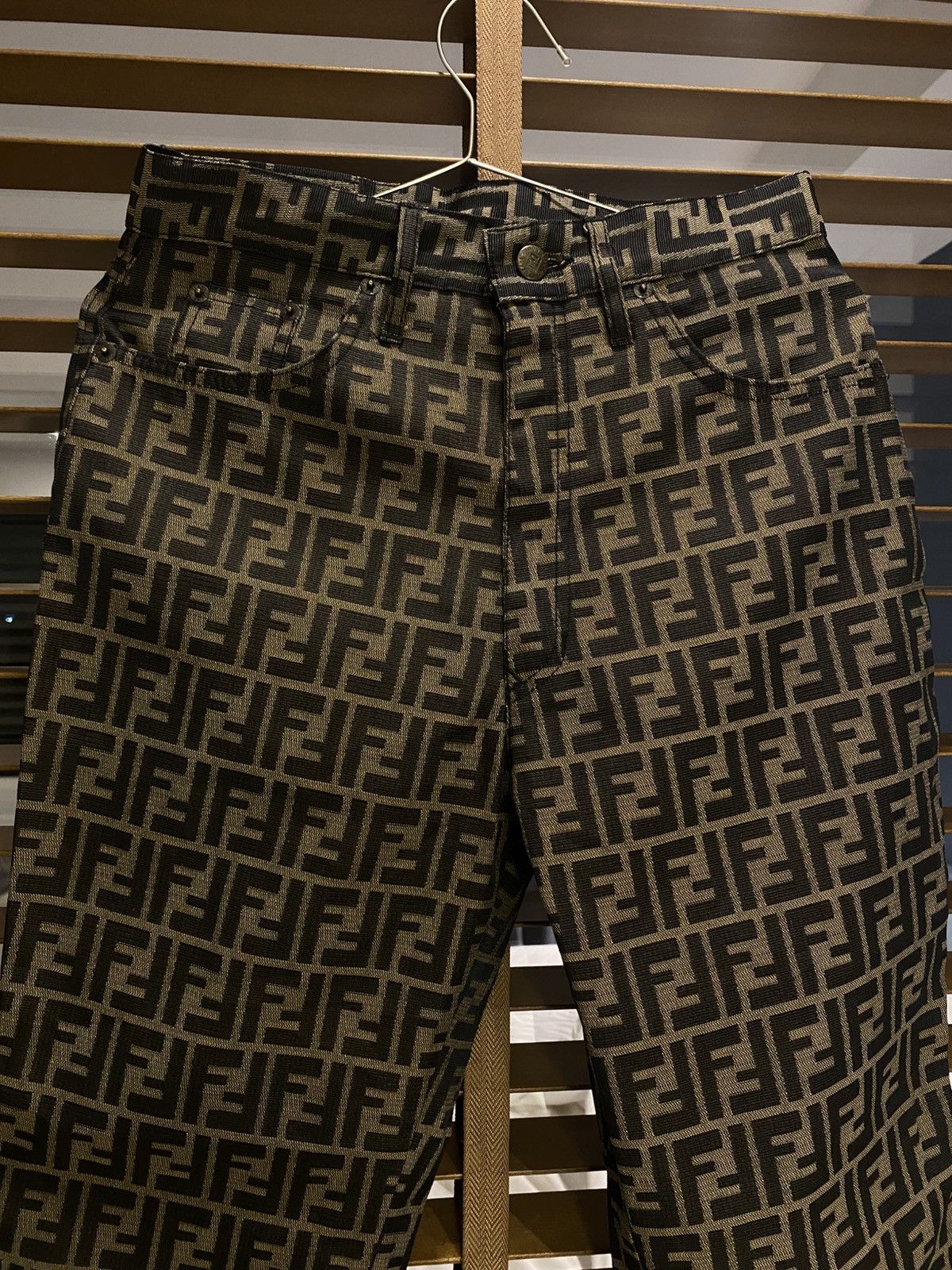 Fendi Fendi 90 Zucca Brown Black FF Logo Monogram High Waist Pants Size 28" / US 6 / IT 42 - 2 Thumbnail