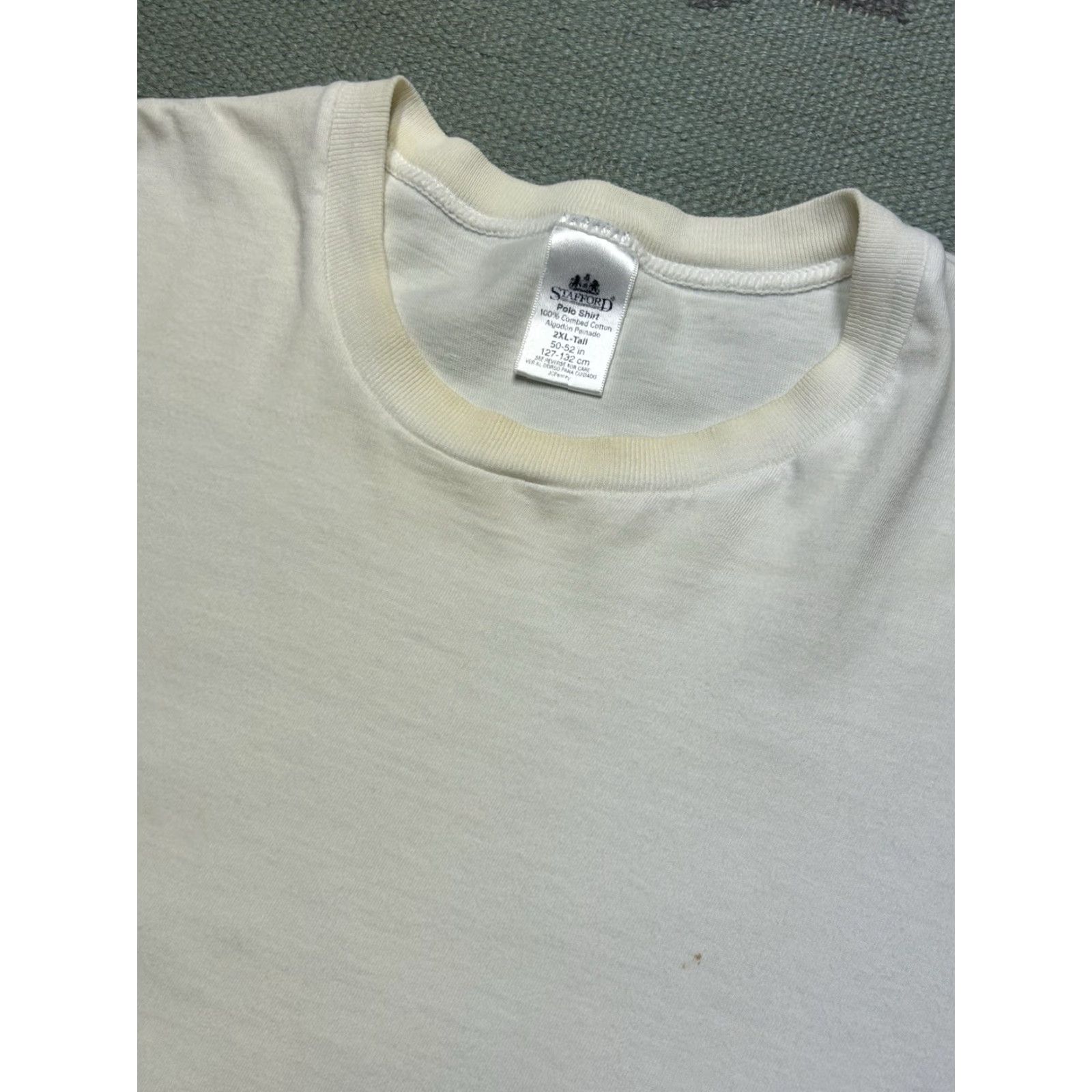 Stafford VINTAGE 90s STAFFORD White T-Shirt Men XL Tall Cotton Single Stitch Worn Soft Size US XL / EU 56 / 4 - 5 Thumbnail