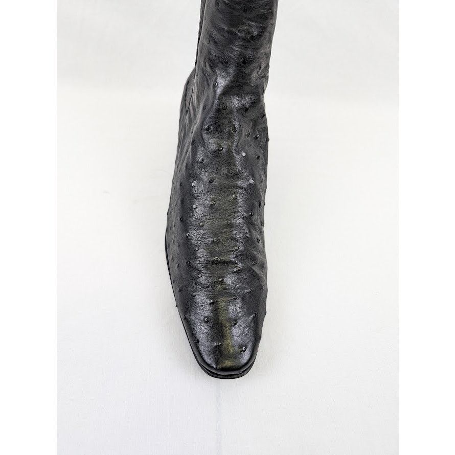 Saint Laurent Paris o1rshd1 Ostrich Leather Boots in Black Size US 8 / EU 41 - 8 Thumbnail