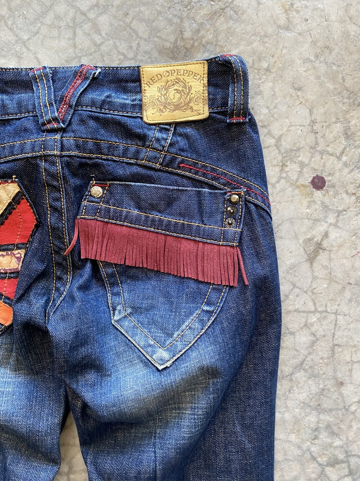 Japanese Brand Flare Jeans Red Pepper Faded Stretch Low Rise Boot Cut 6🟦8 Size US 28 / EU 44 - 8 Thumbnail