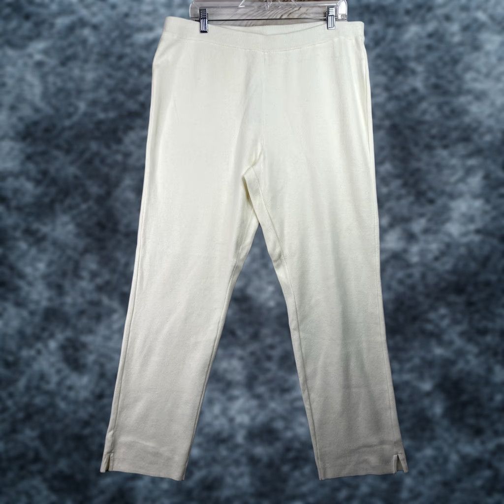 Vintage Chico's Zenergy Pants Womens L White Cotton Cashmere Knit Jogger High Rise NWT Size 36" / US 14 / IT 50 - 1 Thumbnail