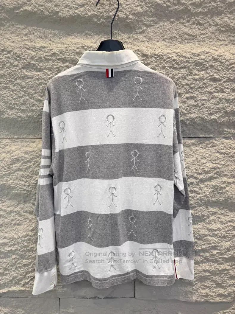 Thom Browne Thom Browne Long-sleeve Polo Shirt in Grey Size US XS / EU 42 / 0 - 2 Thumbnail