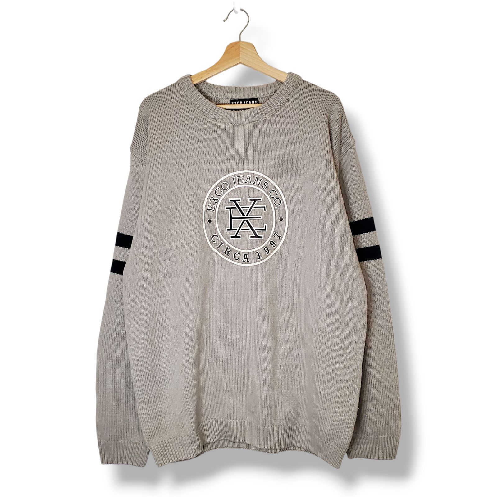 Vintage Vintage y2k Exco Jeans logo knit sweater gray size 2XL Size US XXL / EU 58 / 5 - 1 Thumbnail