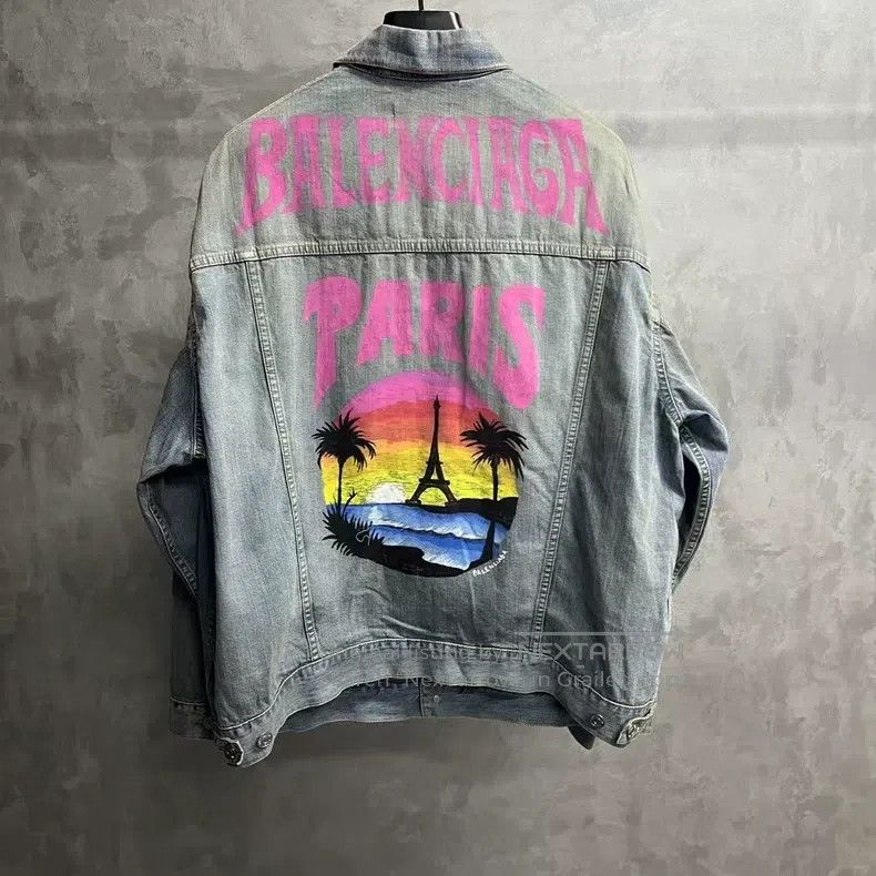 Balenciaga Balenciaga Blue Washed Letter Printing Single Row Size US XS / EU 42 / 0 - 1 Thumbnail