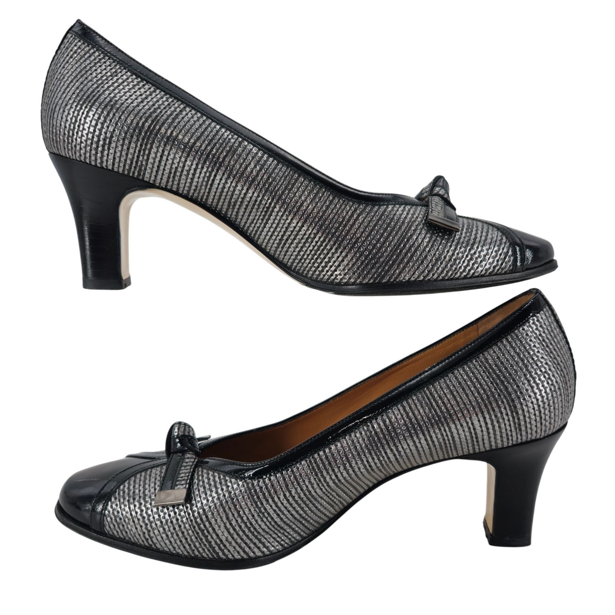 Other Volpato Italy Womens 7.5 / 38EU Black Gray Leather Pumps Size US 7.5 / IT 37.5 - 5 Thumbnail