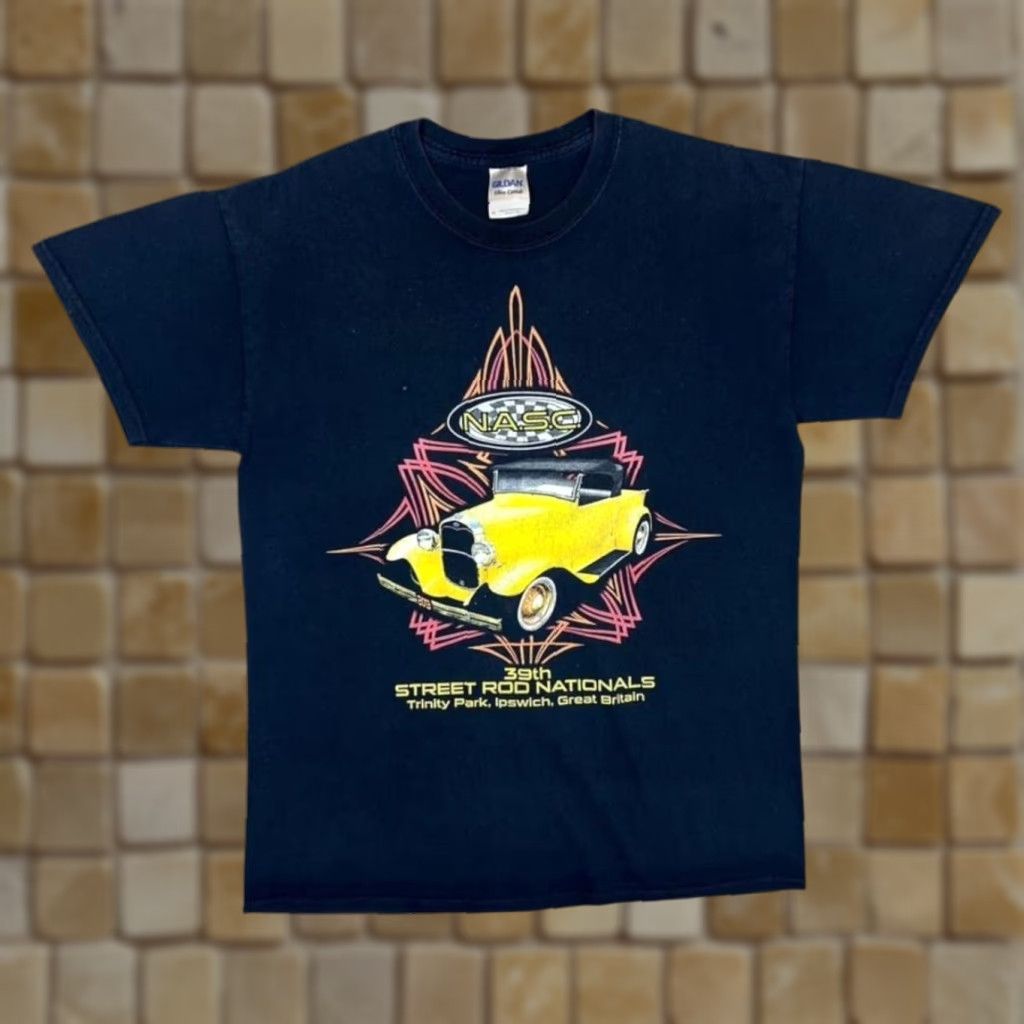 Gildan N.A.S.C. Street Rod Nationals Hot Rod Racing Black T-Shirt Medium Men Graphic Print Shirt Mens Short Sleeve Crew Neck Cotton Black 90s Size US M / EU 48-50 / 2 - 1 Thumbnail
