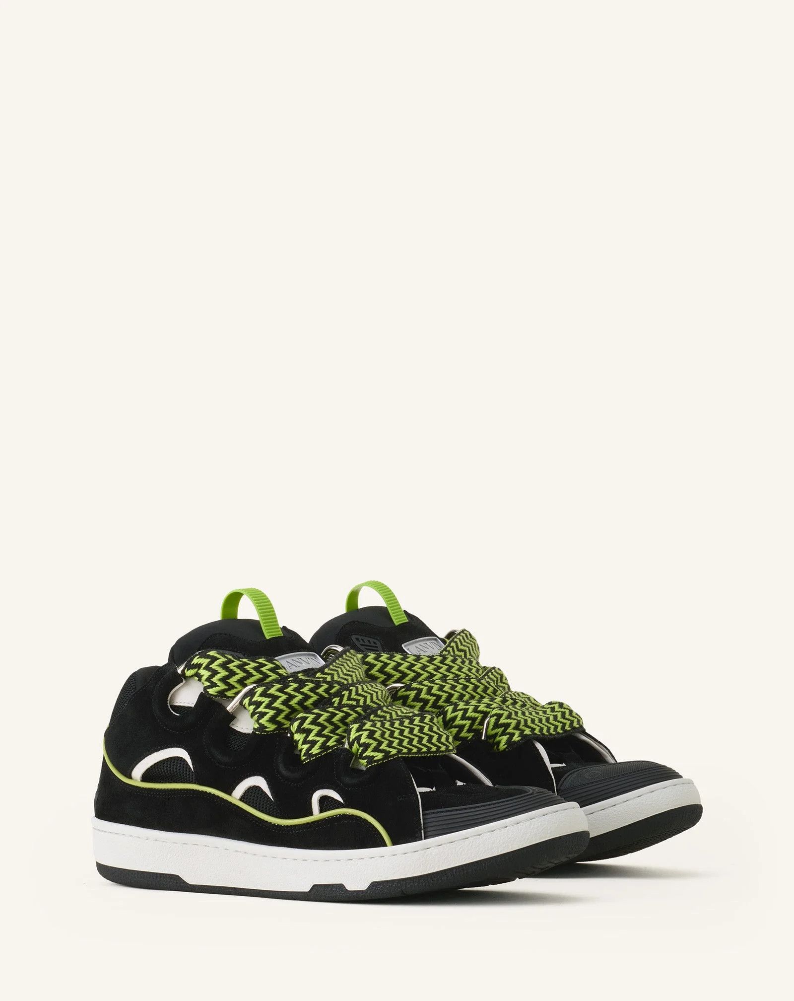 Lanvin os11x0526 Curb Leather Sneakers in Black Size US 7 / IT 37 - 2 Thumbnail