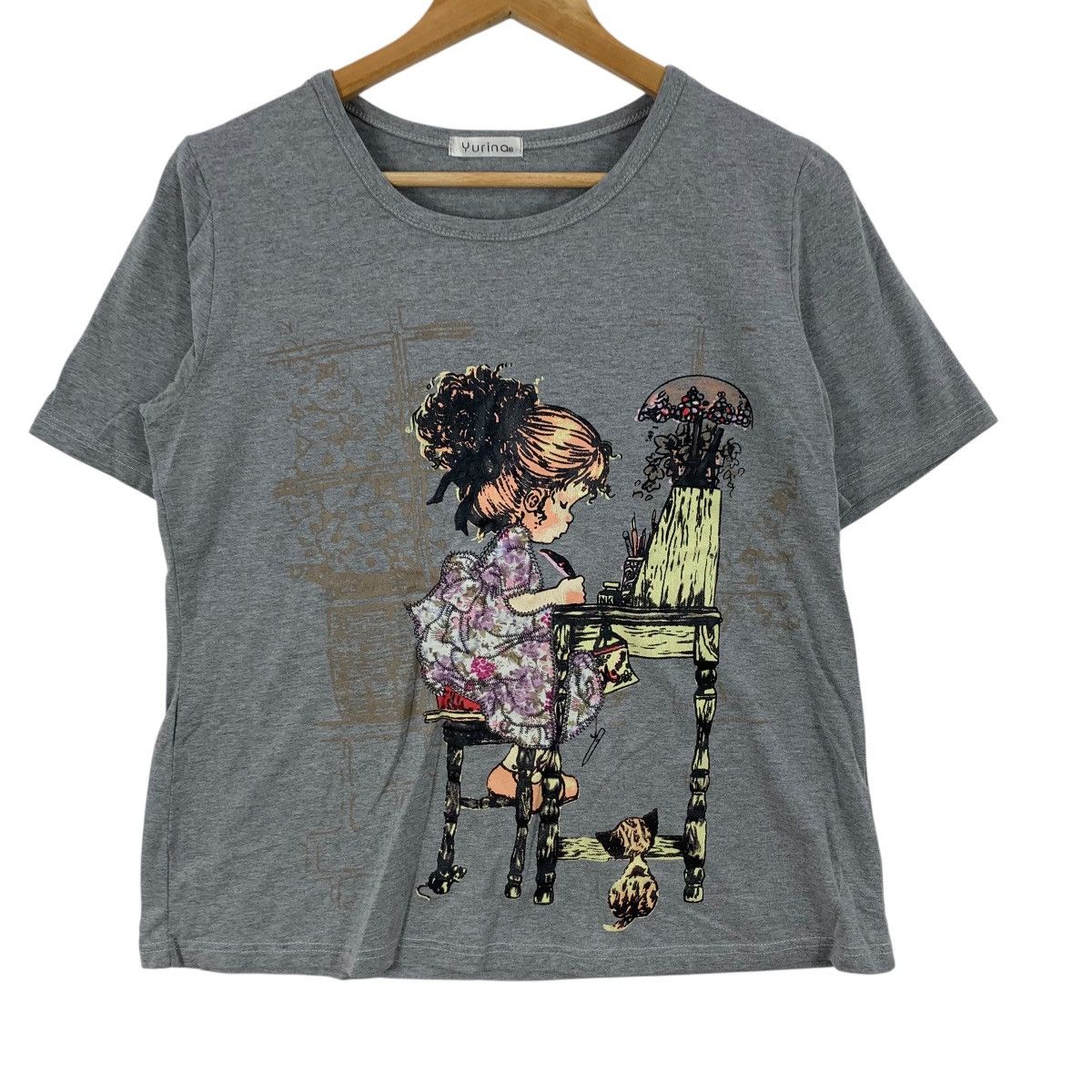 Vintage Vintage YURINA PARIS Painting Cat Illustration Tee Shirt Top Size M / US 6-8 / IT 42-44 - 5 Thumbnail
