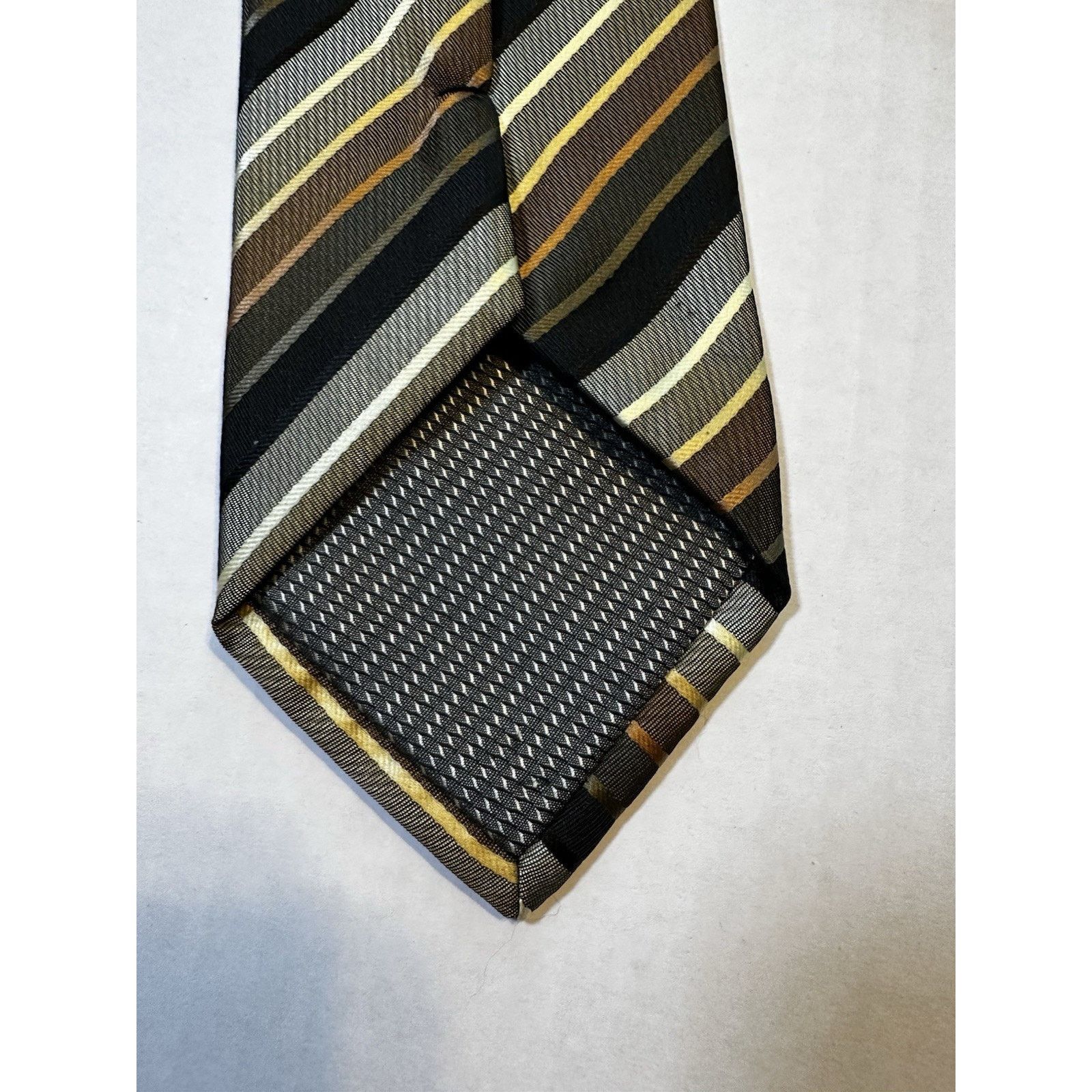 Croft & Barrow Croft & Barrow Neck Tie Black/Gold Striped Preppy Business Size ONE SIZE - 7 Thumbnail