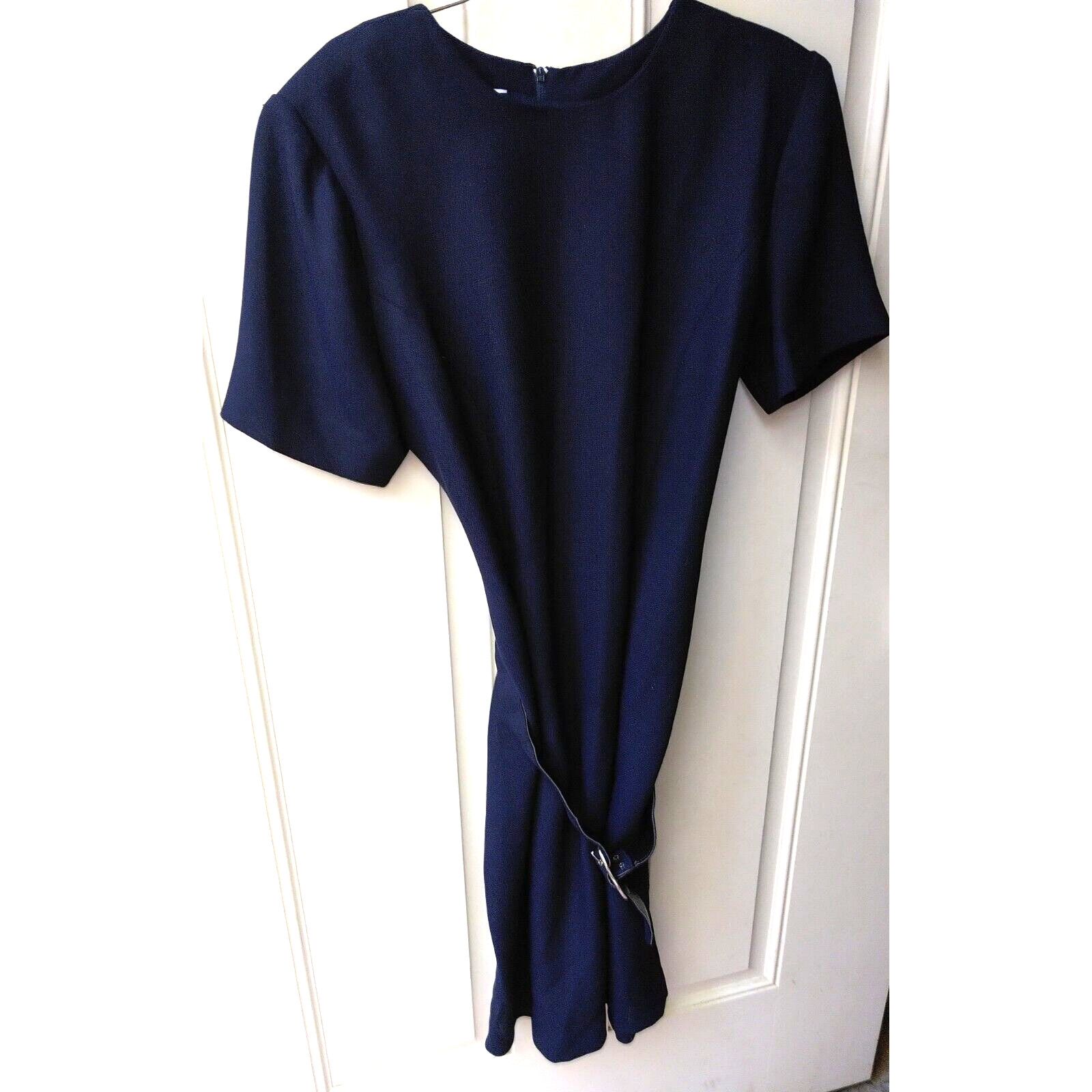 Fay Vintage Leslie Fay Dresses Petite 8P Solid Navy Blue Belted Size M / US 6-8 / IT 42-44 - 1 Thumbnail