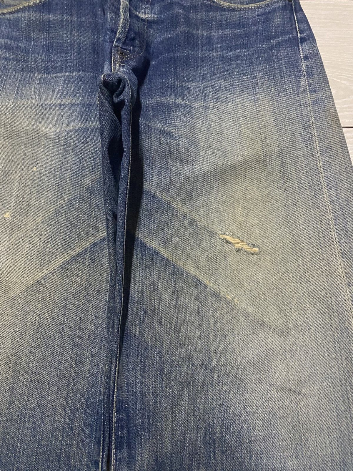 Evisu Crazy Vintage Evis 90s Heavy repaired Distressed Baggy Jeans Size US 33 - 11 Thumbnail