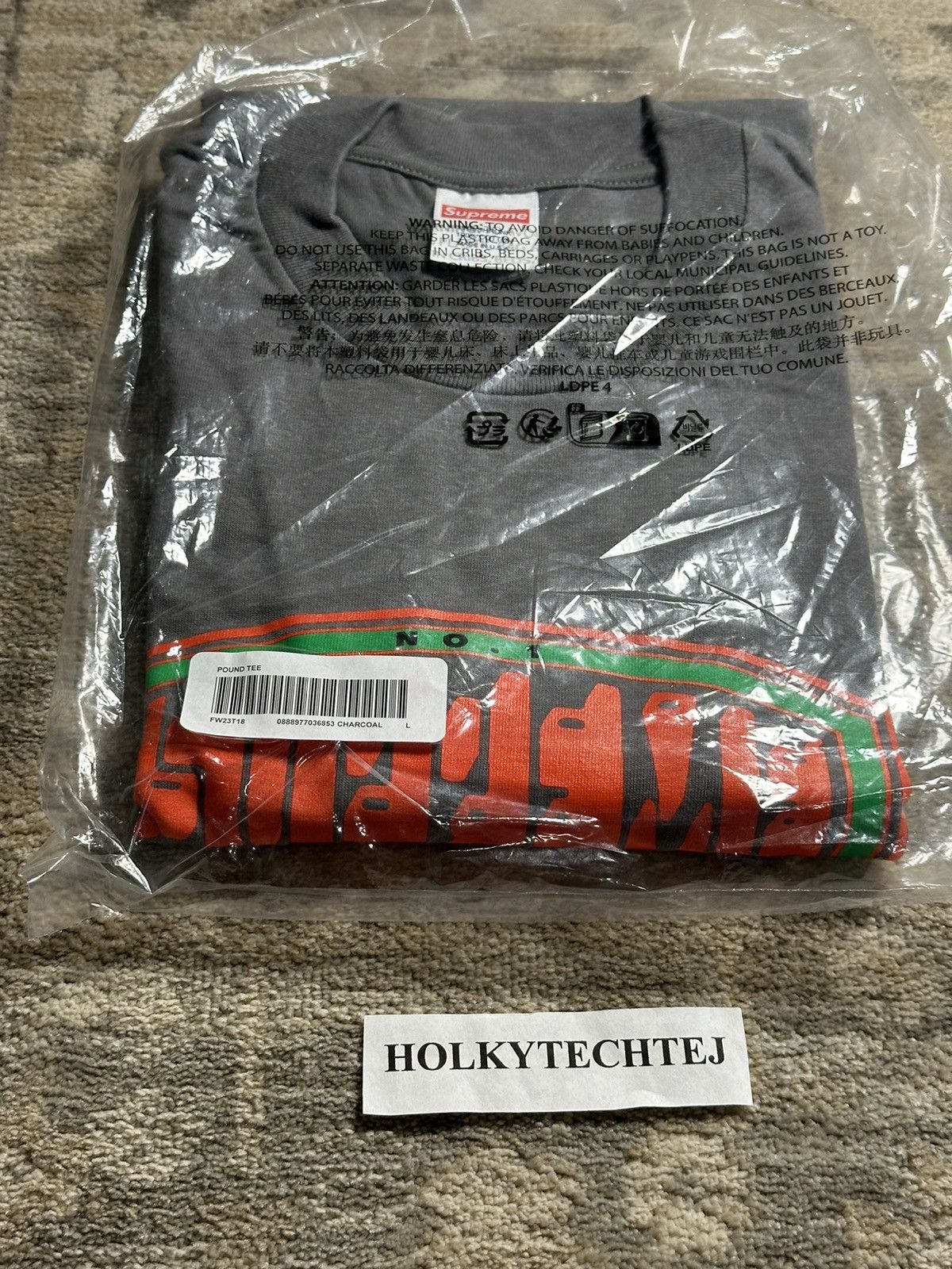 Supreme Supreme Pound Tee - Charcoal - L - FW23 Size US L / EU 52-54 / 3 - 3 Thumbnail