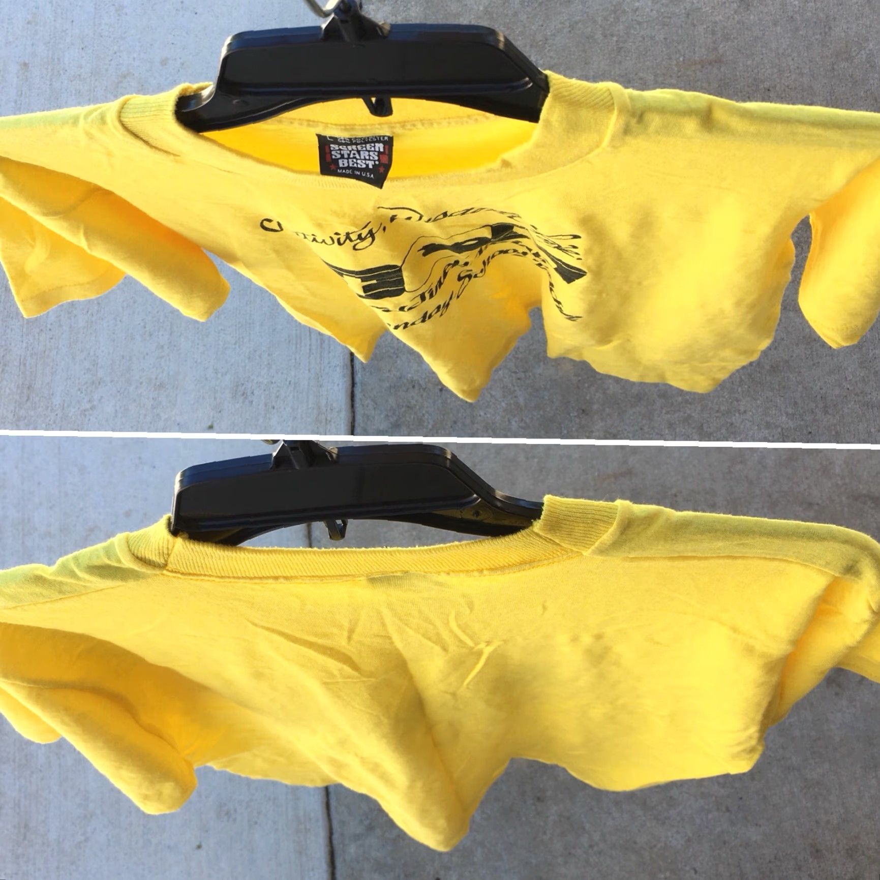 Vintage VINTAGE Screen Stars T-Shirt Yellow L Graphic Tee Unisex 1980s Sunday School Teacher Jireh Parish Wisdom Creativity Love Sz L Size US L / EU 52-54 / 3 - 7 Thumbnail