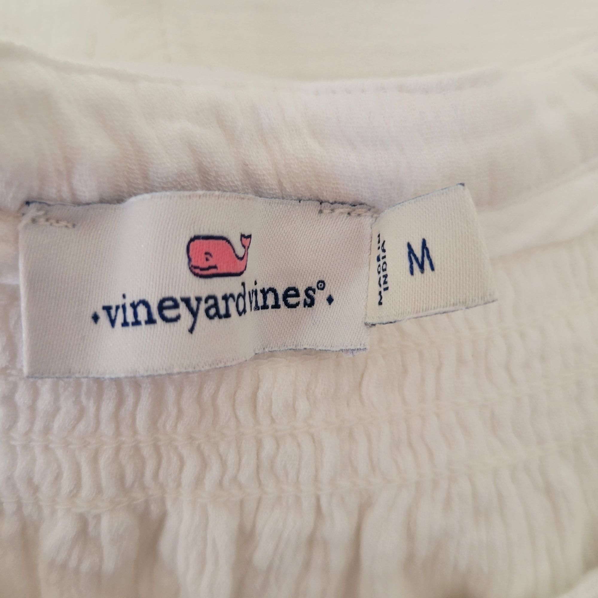 Vineyard Vines Vineyard Vines White Flutter Sleeve White Top Smocked Cotton Size M / US 6-8 / IT 42-44 - 3 Thumbnail
