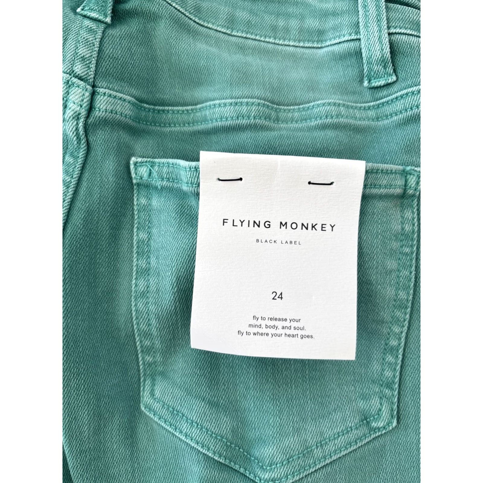 Vintage NWT Flying Monkey Jeans Teal Straight Womens 24 Jeans Slim Fit Classic Stretch High Rise Cotton Denim Regular 41” 31” Waist 12” Ladies Size 42" / US 20 - 4 Thumbnail