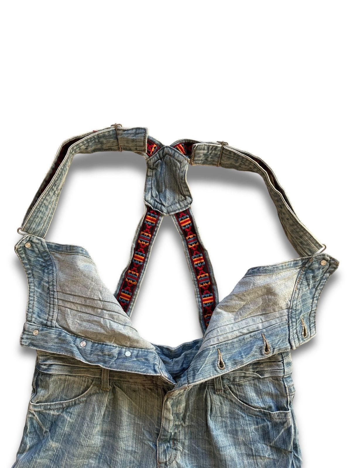 Other Vintage Japanese Brand Distressed Denim Shortalls Overalls Size 33" - 7 Thumbnail