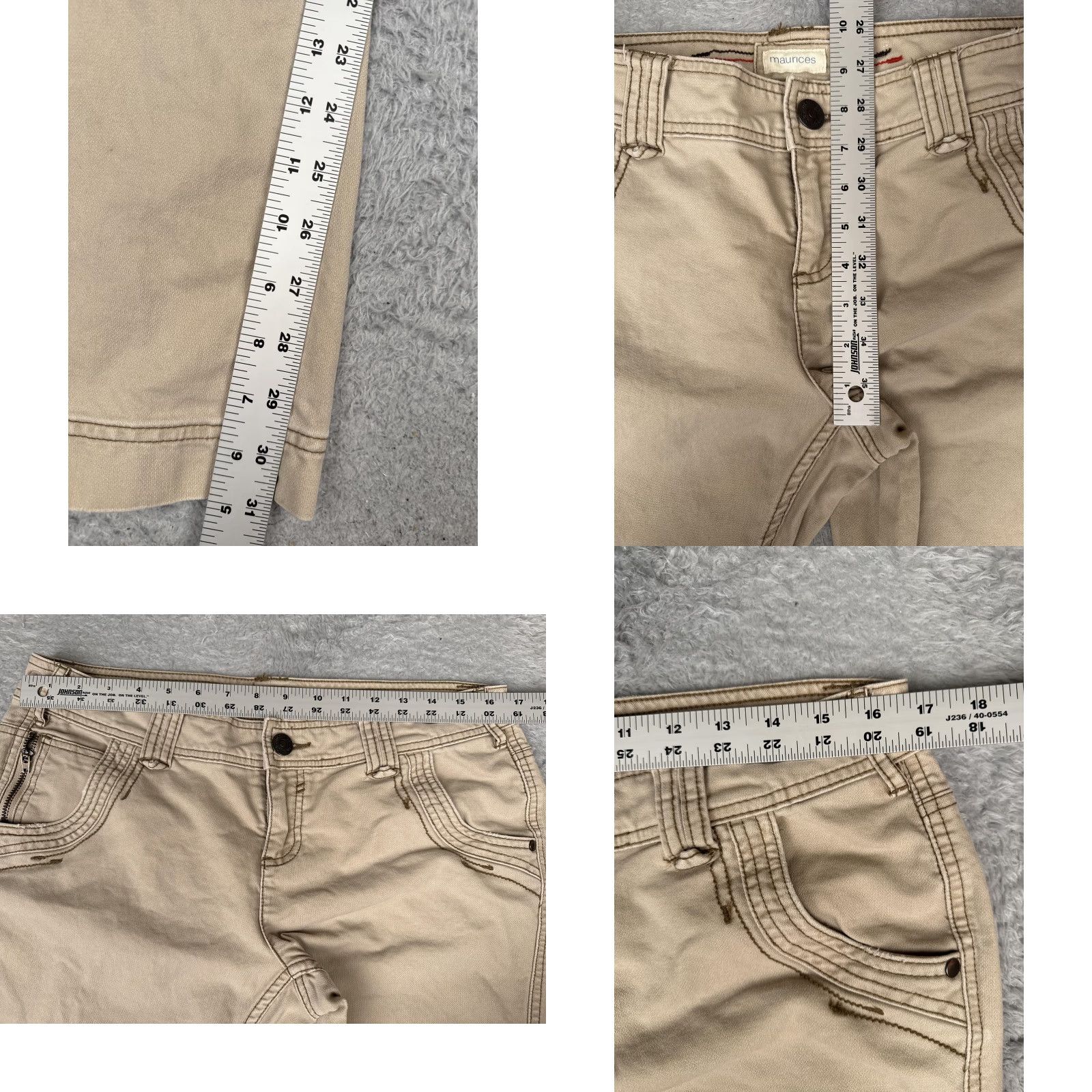 Vintage Maurices Jeans Bootcut Juniors 11 Beige Light Wash Mid Rise 100% Cotton Denim Five-Pocket Zipper 32x31 Womens 90s Cowboy Vintage No Size 32" / US 10 / IT 46 - 8 Thumbnail