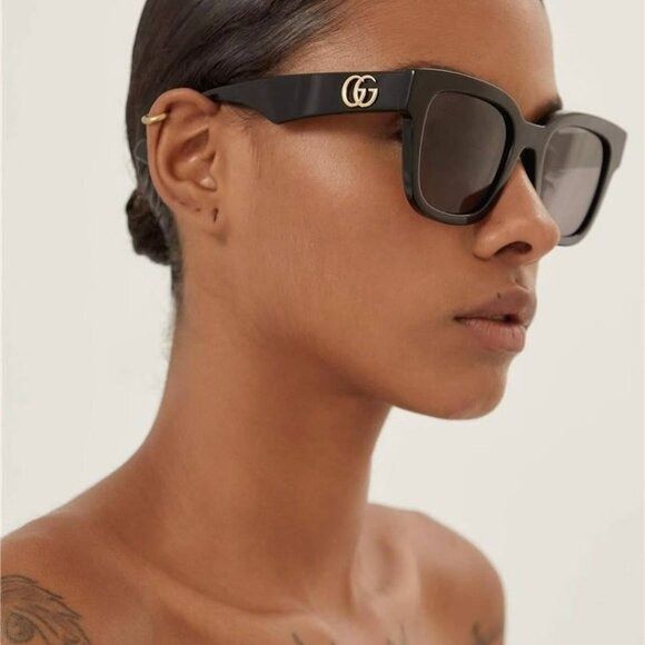 Gucci Gucci GG0998S 001 Sunglasses Black Square Frame, Grey Lenses Size ONE SIZE - 4 Thumbnail