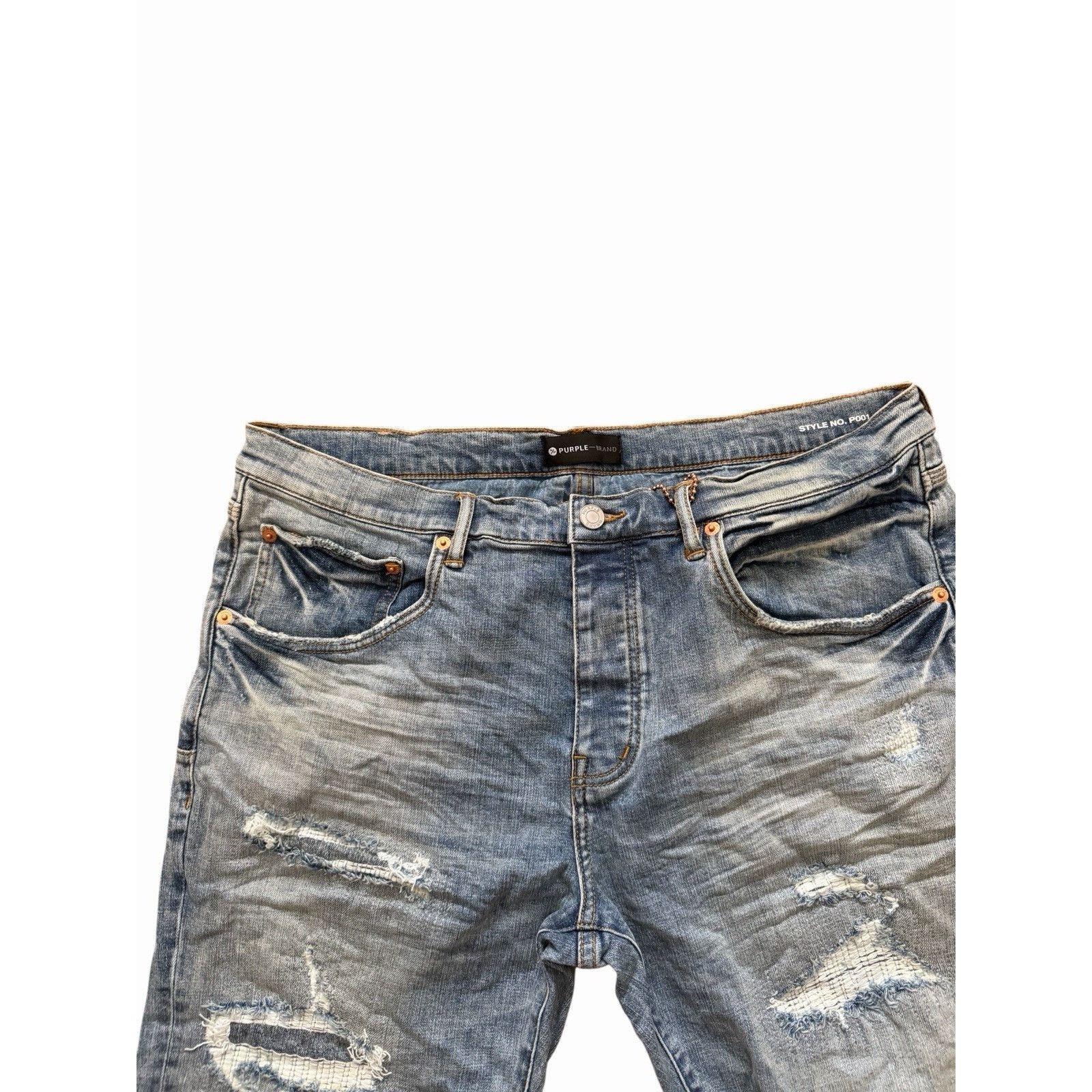 Purple Brand Purple Brand Jeans Mens Ripped Skinny P001 Blue Size 38/34 Size US 38 / EU 54 - 4 Thumbnail
