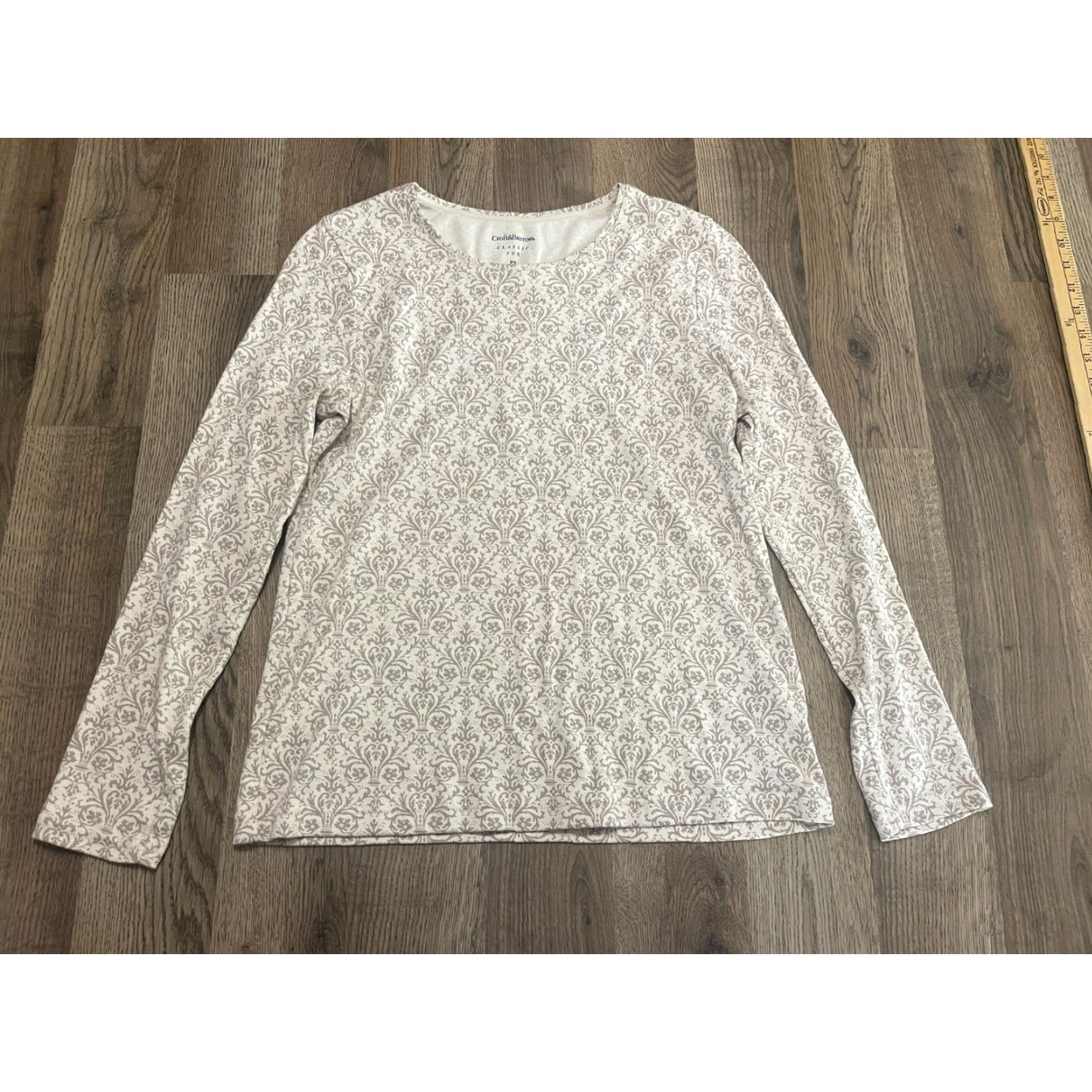 Croft & Barrow Croft & Barrow Shirt Women's Petite Small White Brown Long Sleeve Classic Size S / US 4 / IT 40 - 2 Thumbnail