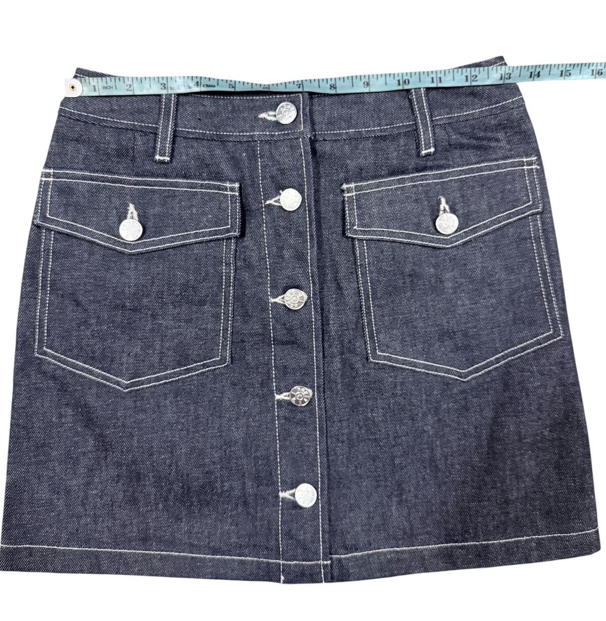 agnes b. Vtg🔥agnes.b Raw Indigo denim Mini Skirt Made In France Size 25" / US 0 / IT 36 - 19 Thumbnail