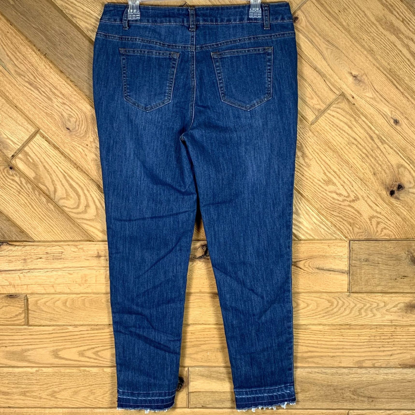 Denime Indigo Jeans Womens Patchwork Ankle Indigo Thread 10 Blue Denim 5-Pocket Zipper Button Rise Mid Fall Spring Summer Winter Classic Fit Womens Size 32" / US 10 / IT 46 - 3 Thumbnail