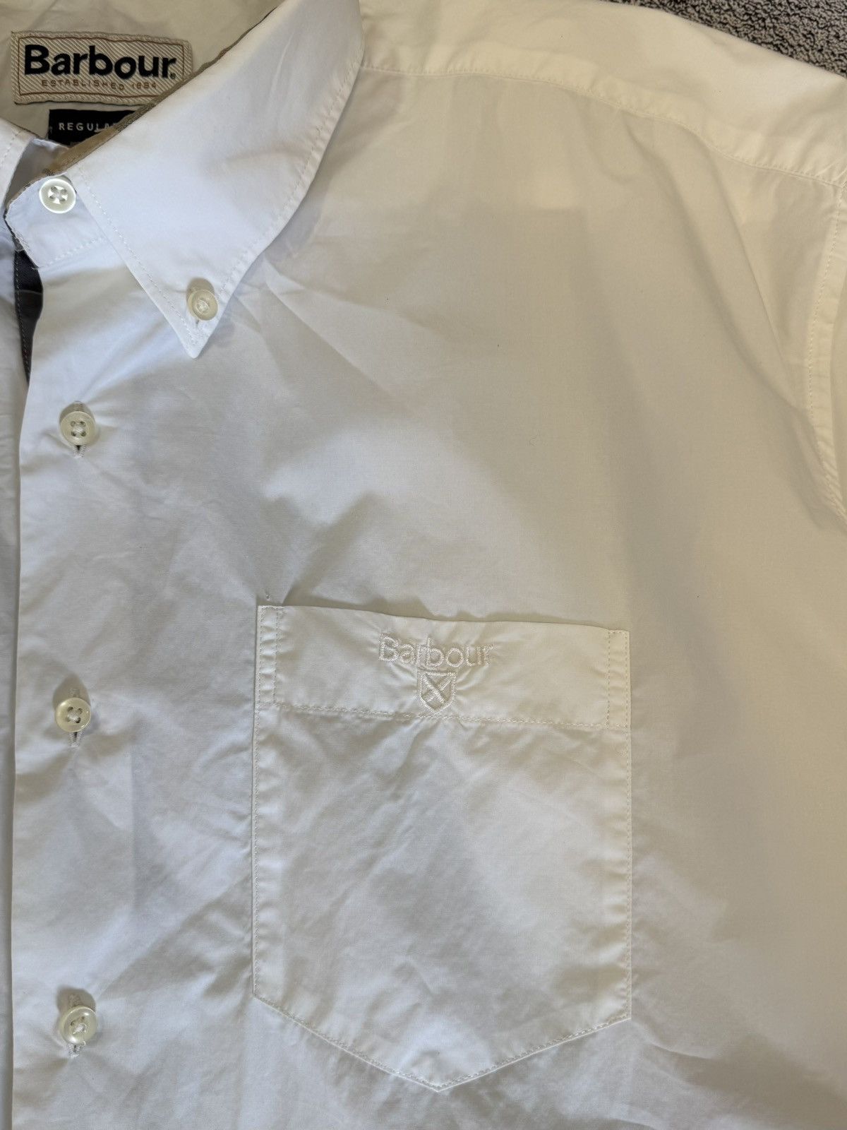 Barbour Barbour Shirt White Button Down Check Trim Logo Men EUXL USL Size US L / EU 52-54 / 3 - 7 Thumbnail