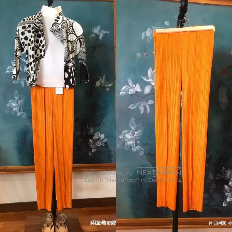 Issey Miyake Issey Miyake Bright Orange Skinny Pants Size 26" / US 2 / IT 38 - 1 Thumbnail