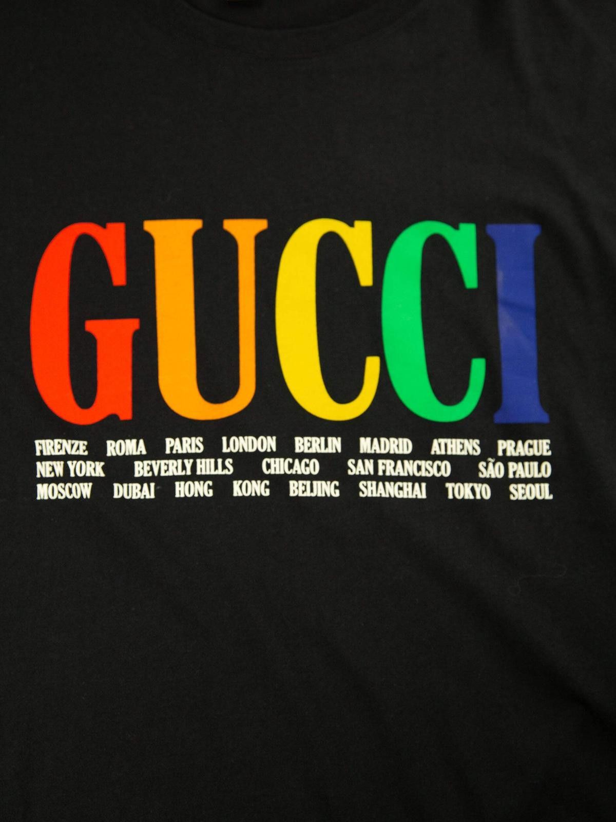 Gucci Gucci Mens Cities Print Black T Shirt Large Black Size US L / EU 52-54 / 3 - 3 Thumbnail