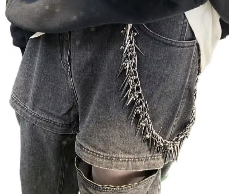 Jewelry Punk Hip Hop Black Gun Plated Rivet Metal Biker Pants Chain Size ONE SIZE - 1 Thumbnail