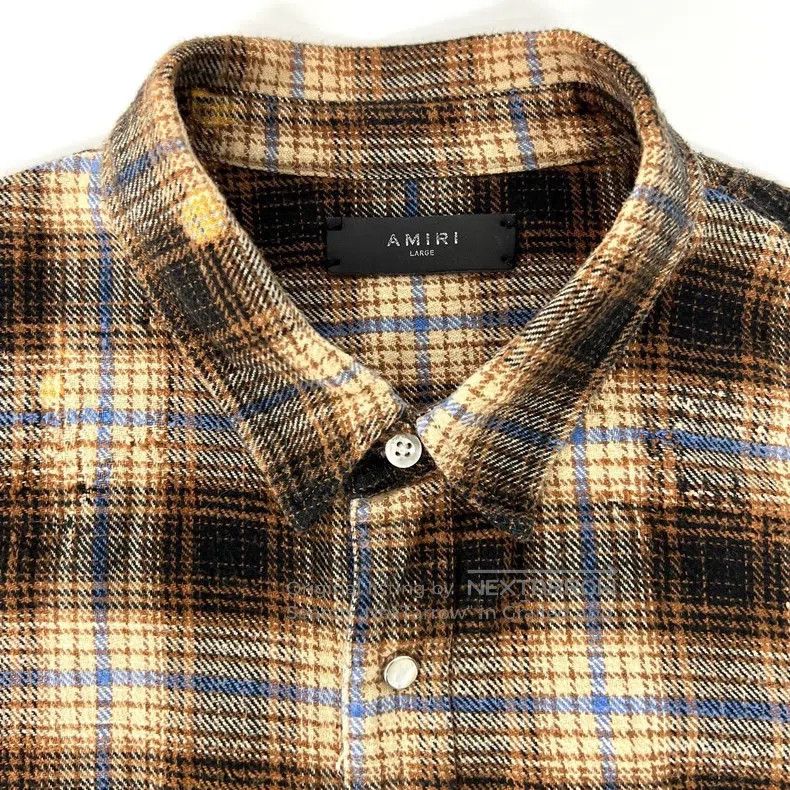 Amiri Amiri Hem destruction splashed ink plaid long-sleeve shirt Size US L / EU 52-54 / 3 - 3 Thumbnail