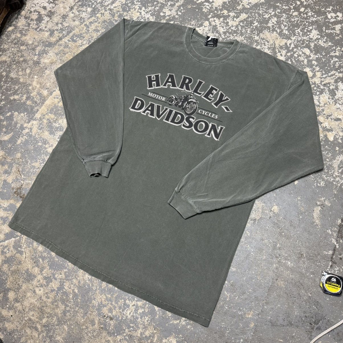 Vintage Vintage Harley Davidson Long Sleeve Green Pikeville Kentuck Size US XL / EU 56 / 4 - 2 Thumbnail