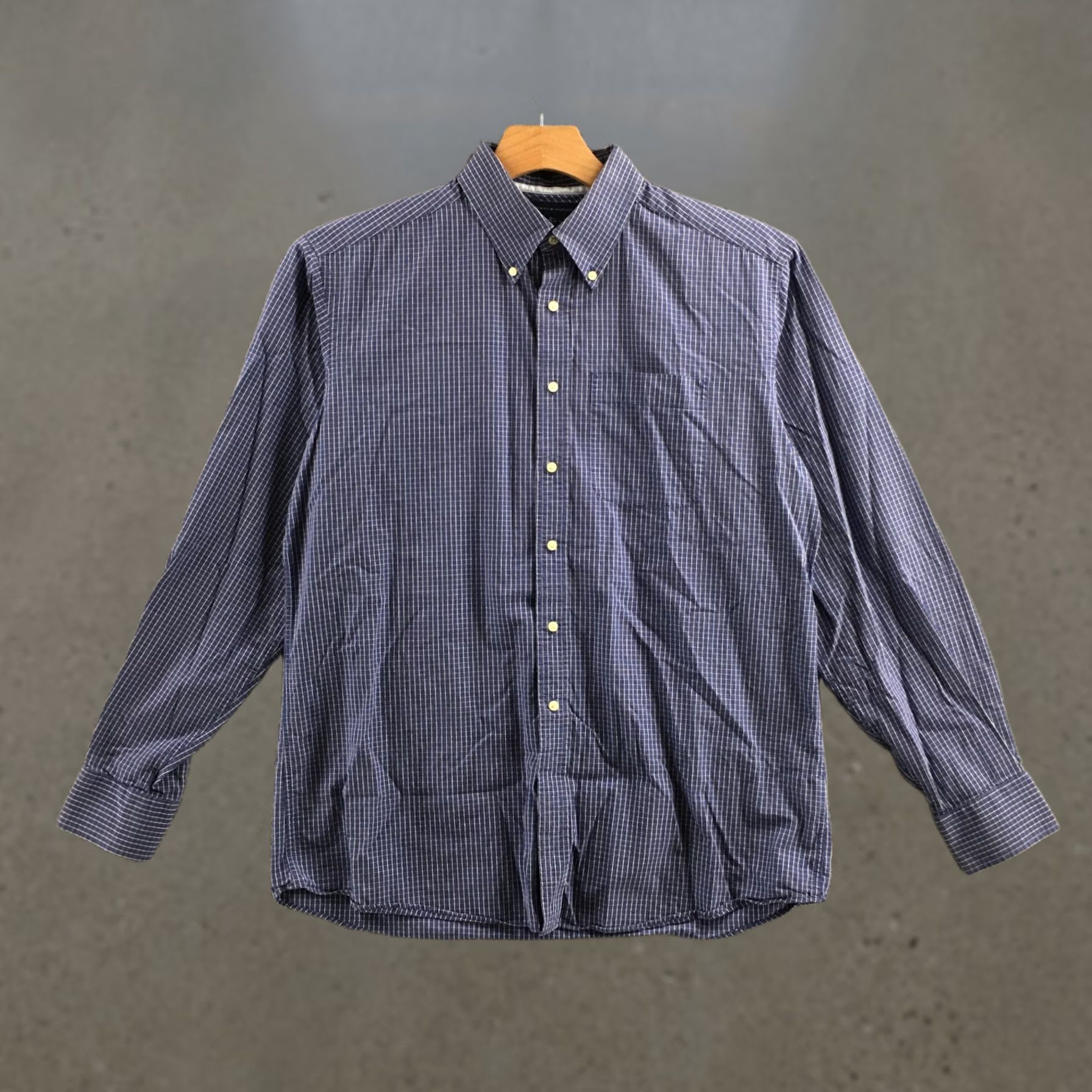 Tommy Hilfiger Tommy Hilfiger Shirt Mens 16 1/2 Blue Cotton Gingham Long Sleeve Button Down Shirt Size US L / EU 52-54 / 3 - 1 Thumbnail