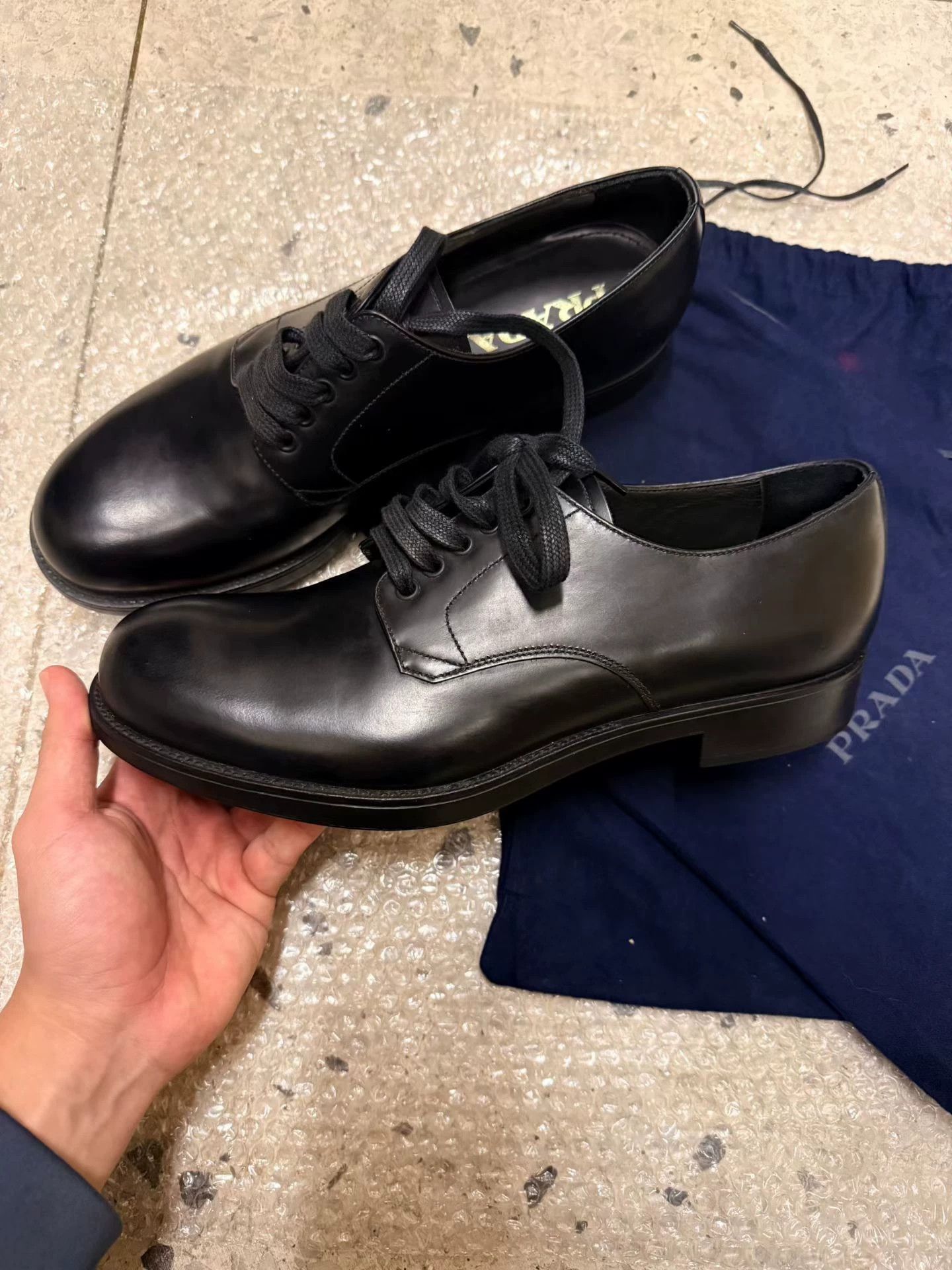 Prada Prada Black Pointed-Toe Derby Size US 10 / IT 40 - 1 Thumbnail