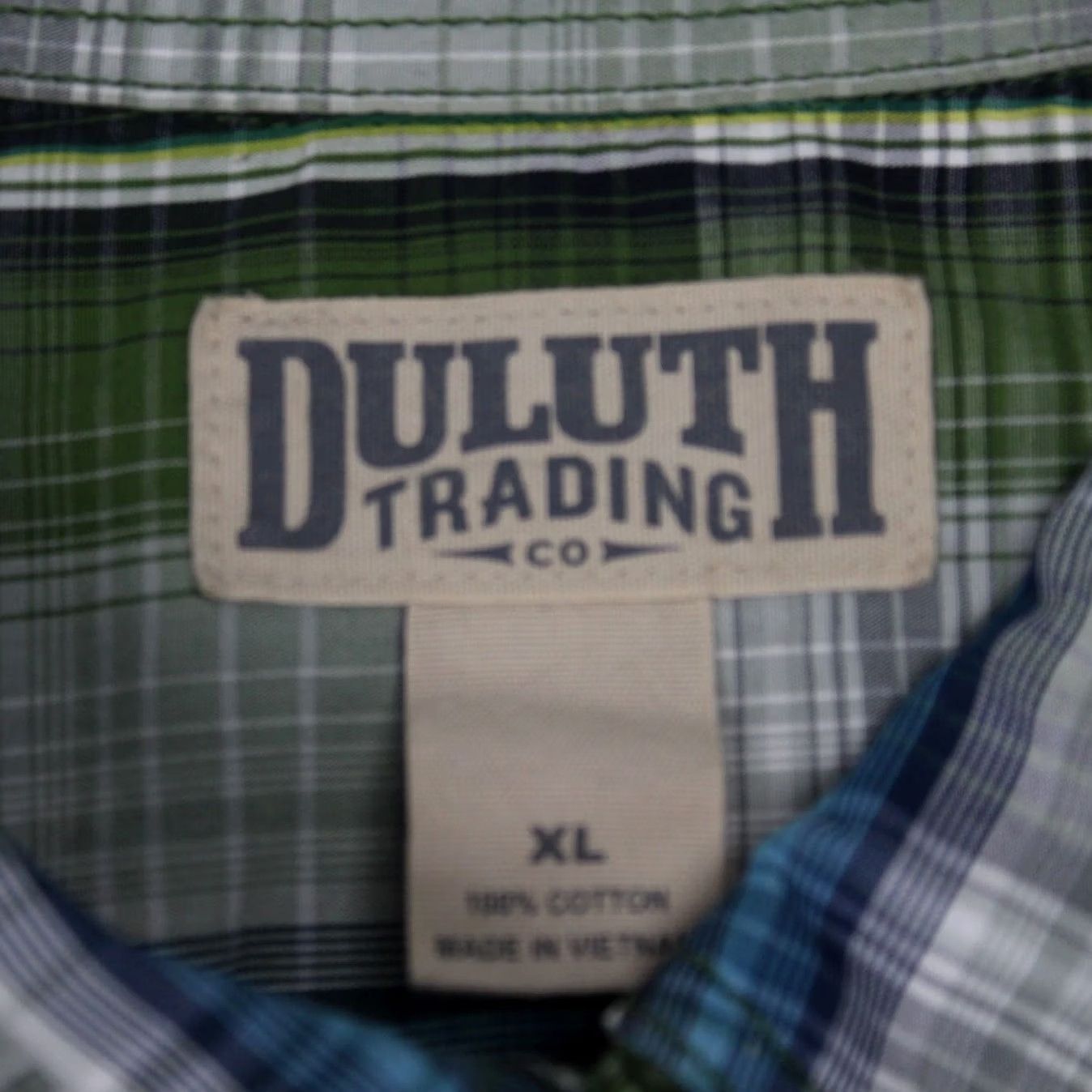 Vintage Duluth Mens XL Button-Up Plaid Shirt Green/Blue/White Cotton Short Sleeve Casual/Workwear, Breathable, Pockets, 26 Chest, Regular Fit, Vintage N/A Size US XL / EU 56 / 4 - 5 Thumbnail