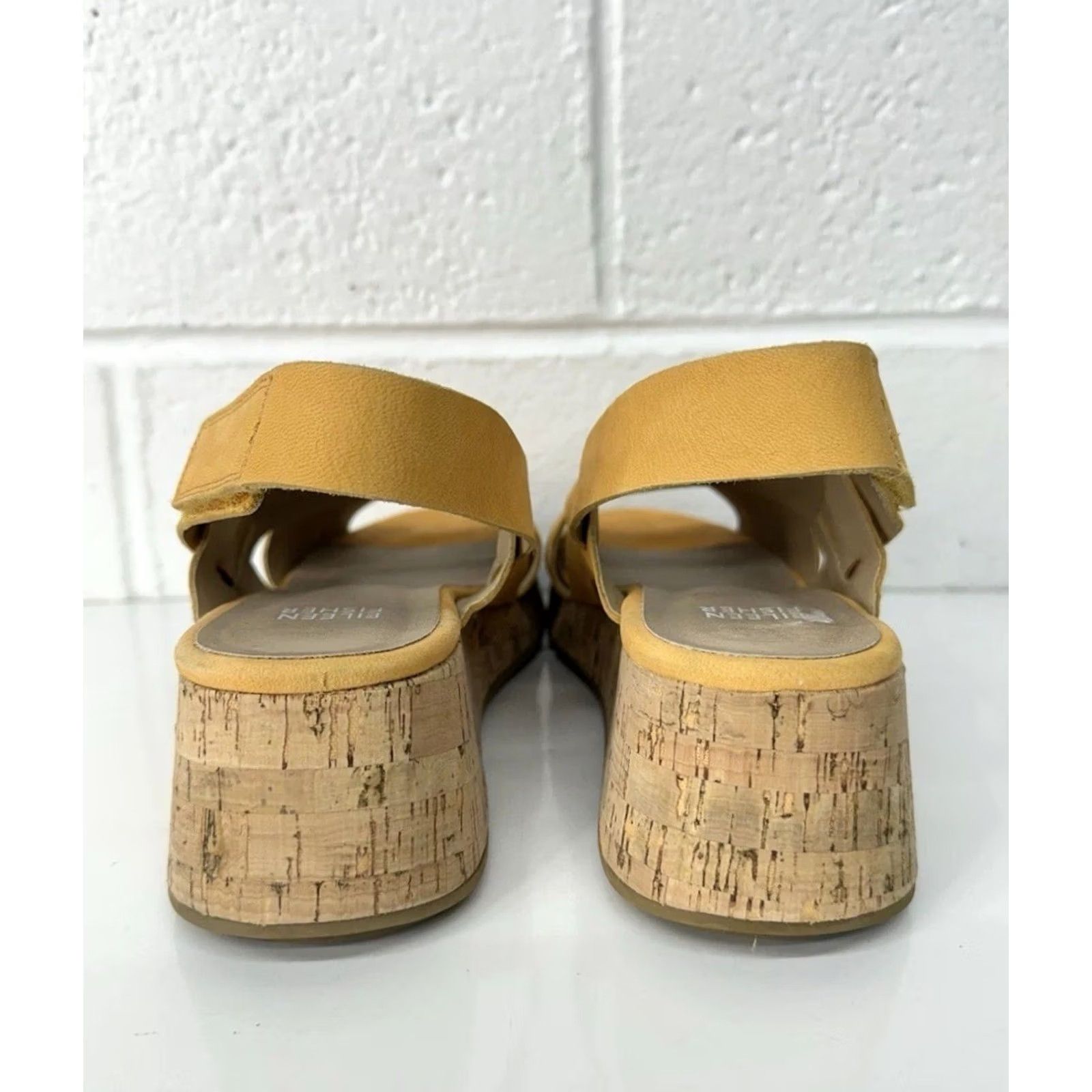 Eileen Fisher EILEEN FISHER Sandals Wedge Platform Cork Timor Espadrille Women’s Size 7.5 M Mango Leather Hook & Loop Size US 8 / IT 38 - 6 Thumbnail