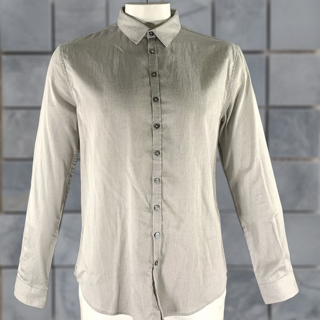 John Varvatos JOHN VARVATOS Grey Heather Cotton Button Up Long Sleeve Shirt Adult L Size US L / EU 52-54 / 3 - 1 Thumbnail