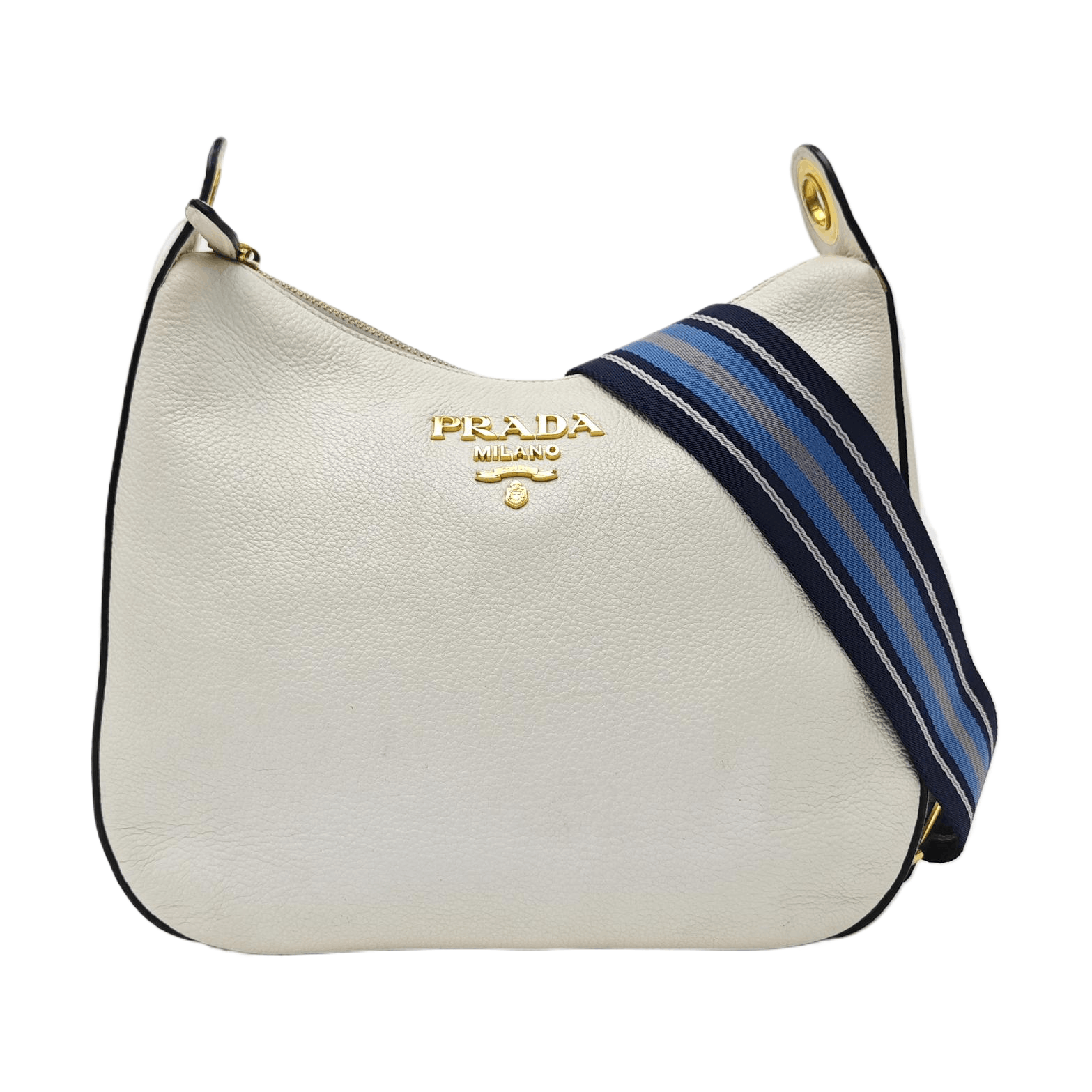 Prada Prada Pebbled Leather Shoulder Bag White Size ONE SIZE - 1 Thumbnail