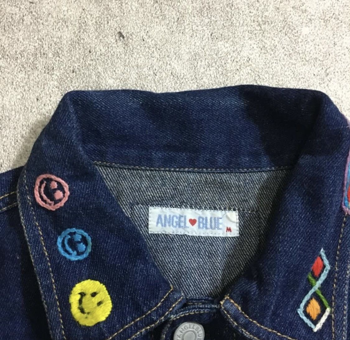 Angel Blue × Hysteric Glamour × Japanese Brand 💥1990s Angel Blue💥 - Embroidery Denim Jacket Size US M / EU 48-50 / 2 - 6 Thumbnail