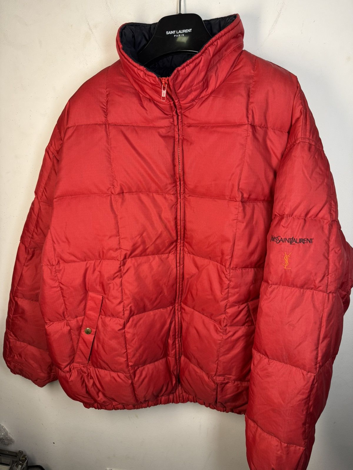 Yves Saint Laurent Winter YSL Down Jacket Puffer Red Bomber Heavy Coat Size US XL / EU 56 / 4 - 1 Thumbnail